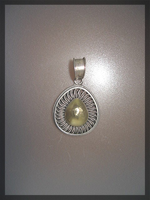 Pendant  18K Gold and Sterling Silver Signed B.A.