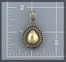Pendant  18K Gold and Sterling Silver Signed B.A.