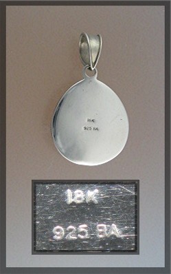 Pendant  18K Gold and Sterling Silver Signed B.A.