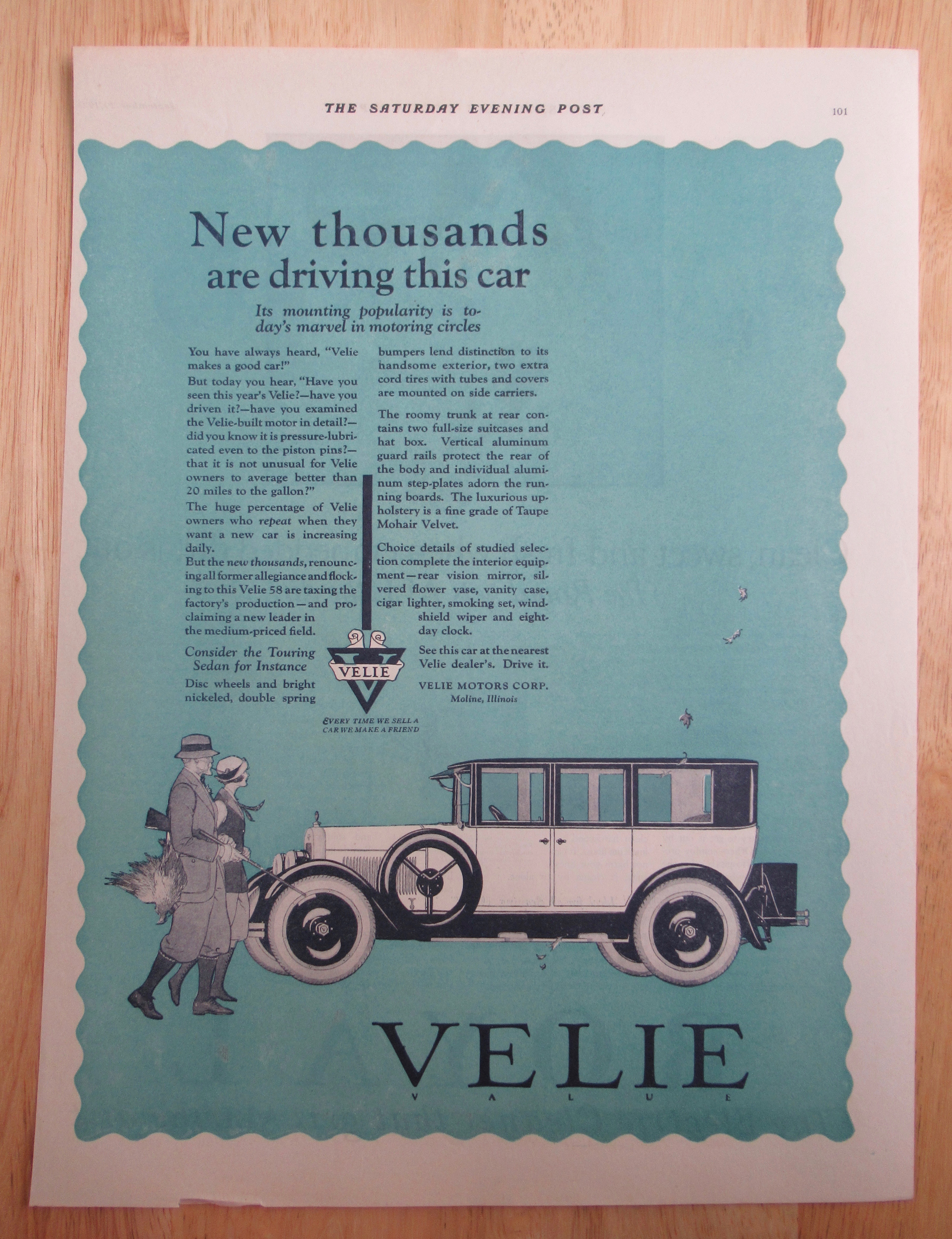 1923 Velie Automobile with the Touring Sedan