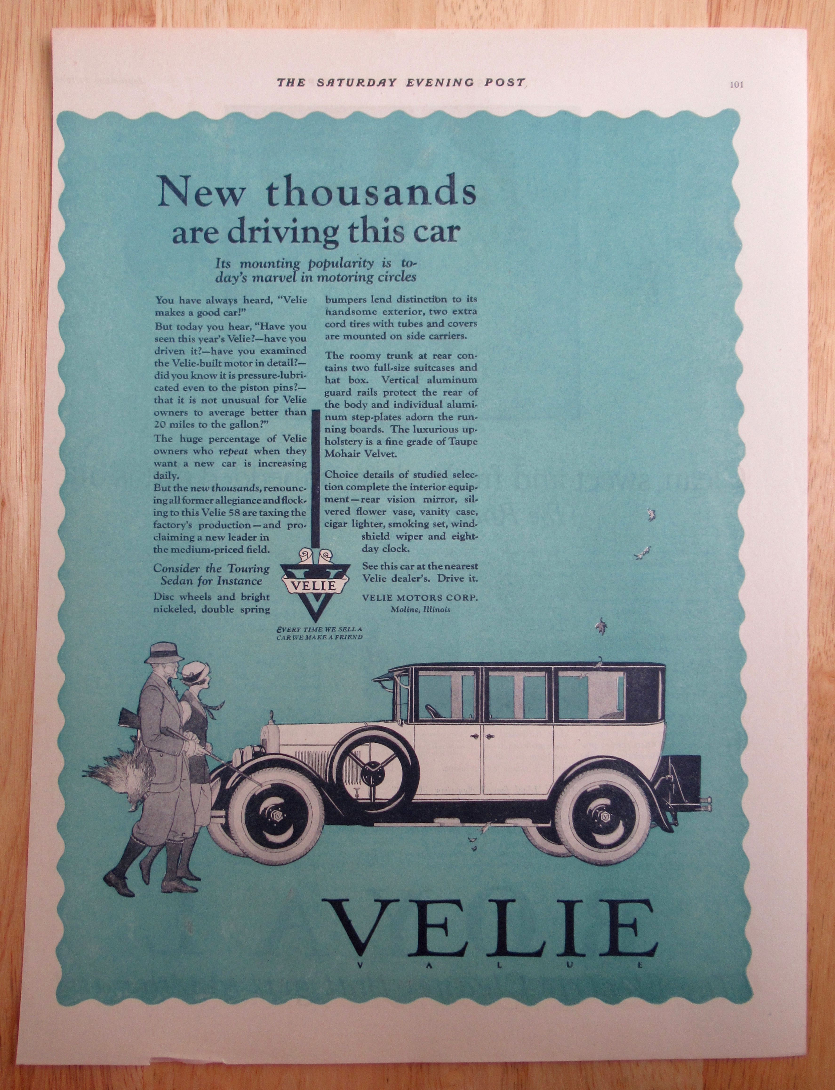1923 Velie Automobile with the Touring Sedan