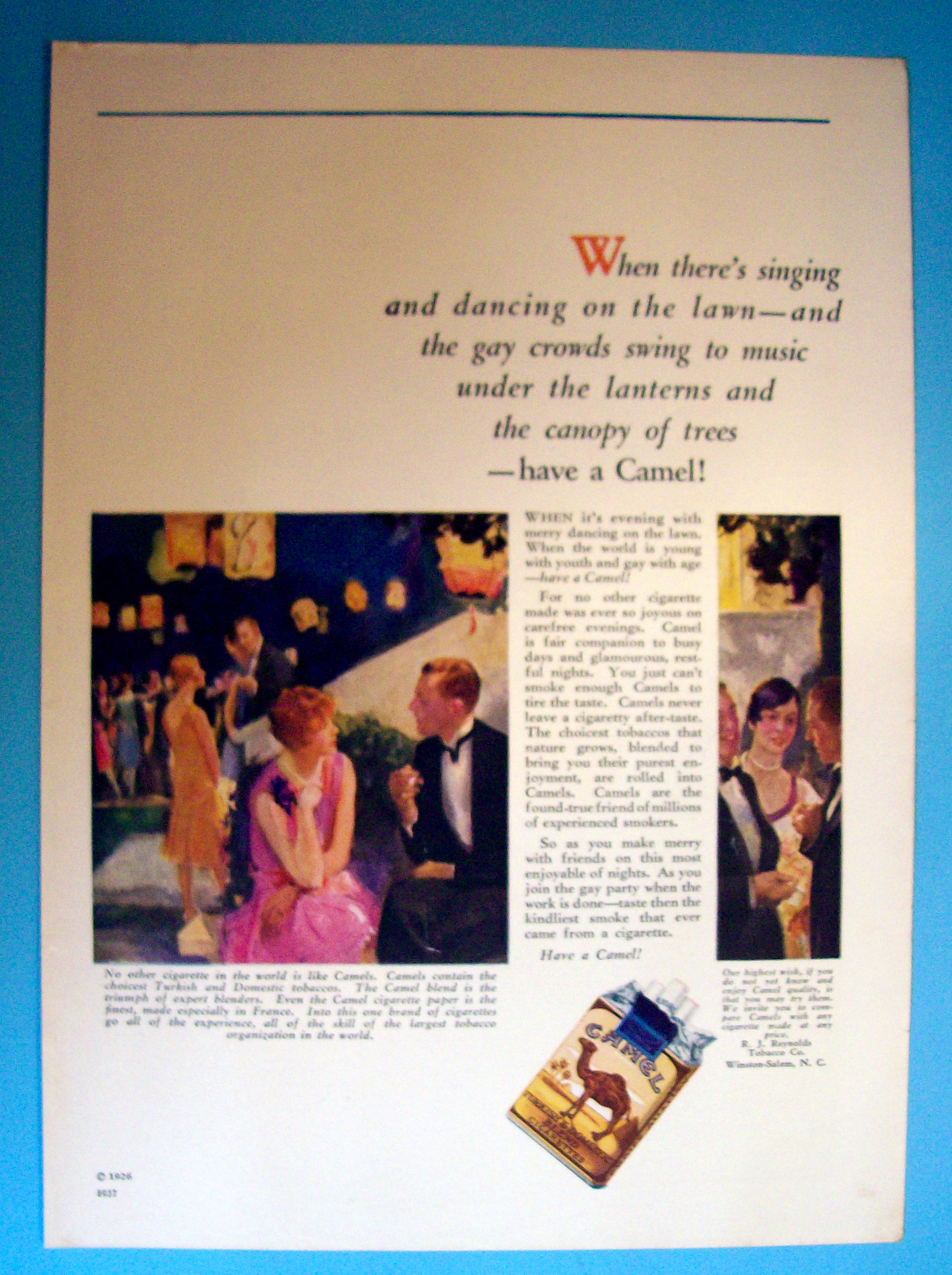 1926 Camel Cigarettes with Group of People Smoking