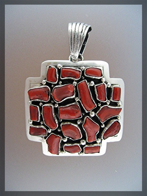 Emer Thompson Mediterranean Coral Sterling Silver Cross