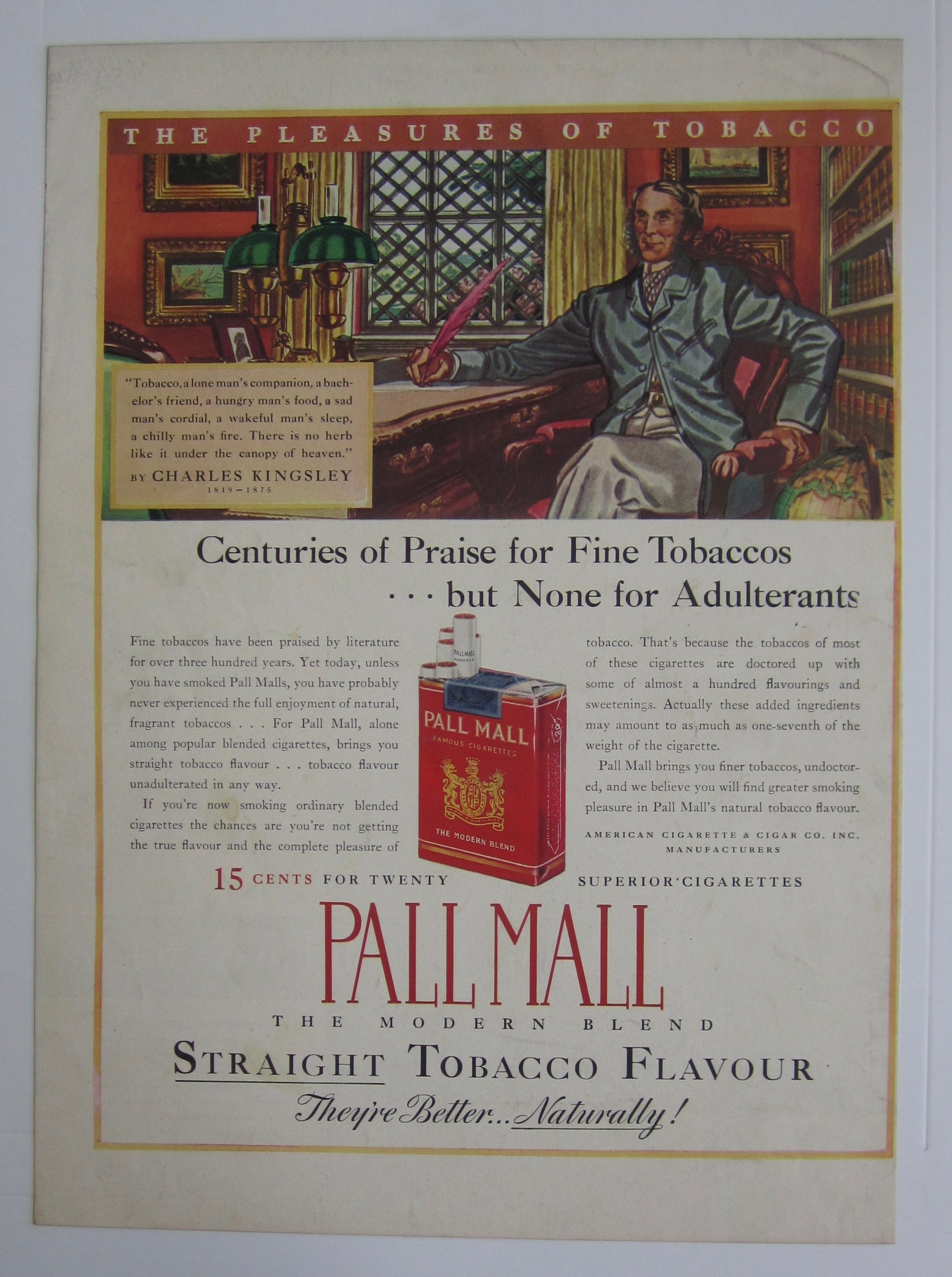 1937 Pall Mall Cigarettes with Charles Kingsley