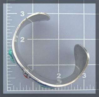 Navajo Turquoise Coral Sterling Silver  B. JAMES  Cuff