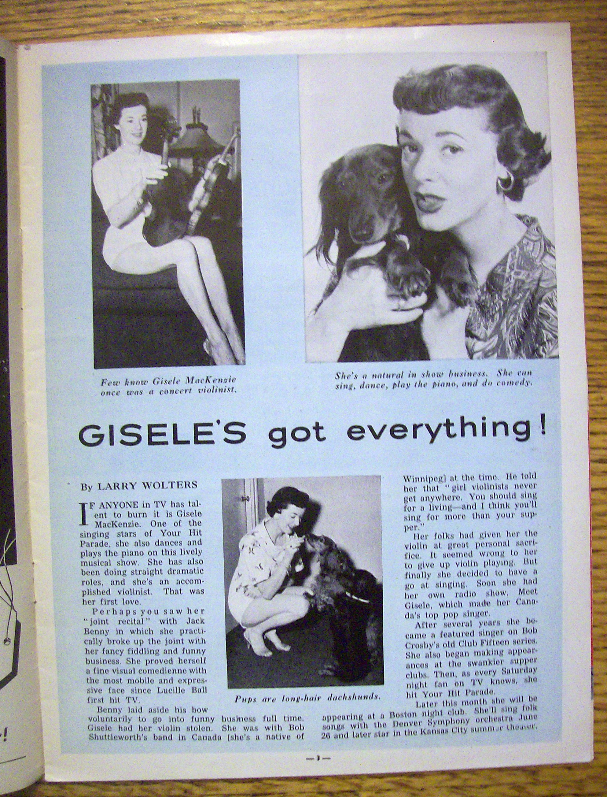 Chicago TV Week June 9-15, 1956 Gisele MacKenzie