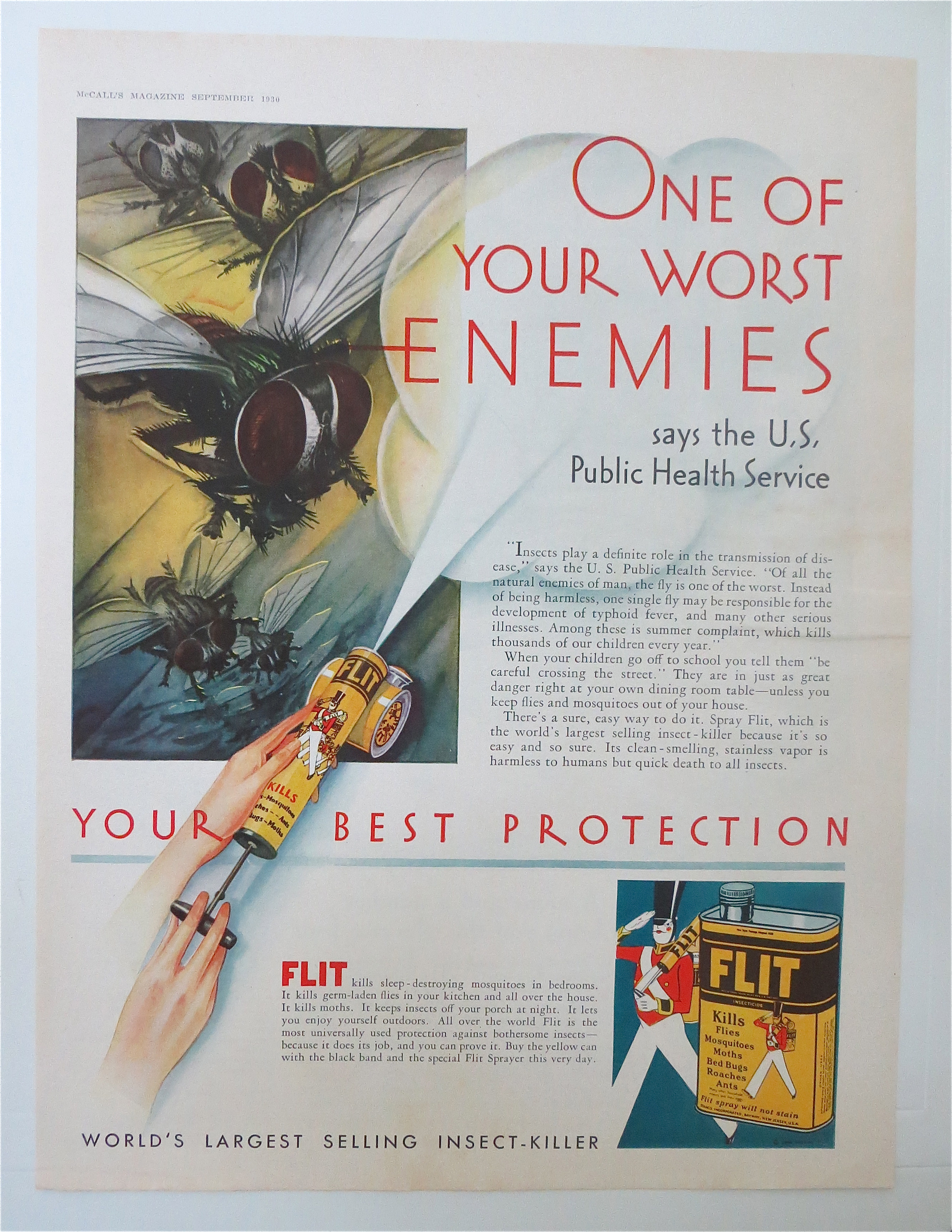 1930 Flit Insect Killer with Sprayer Spraying Bugs
