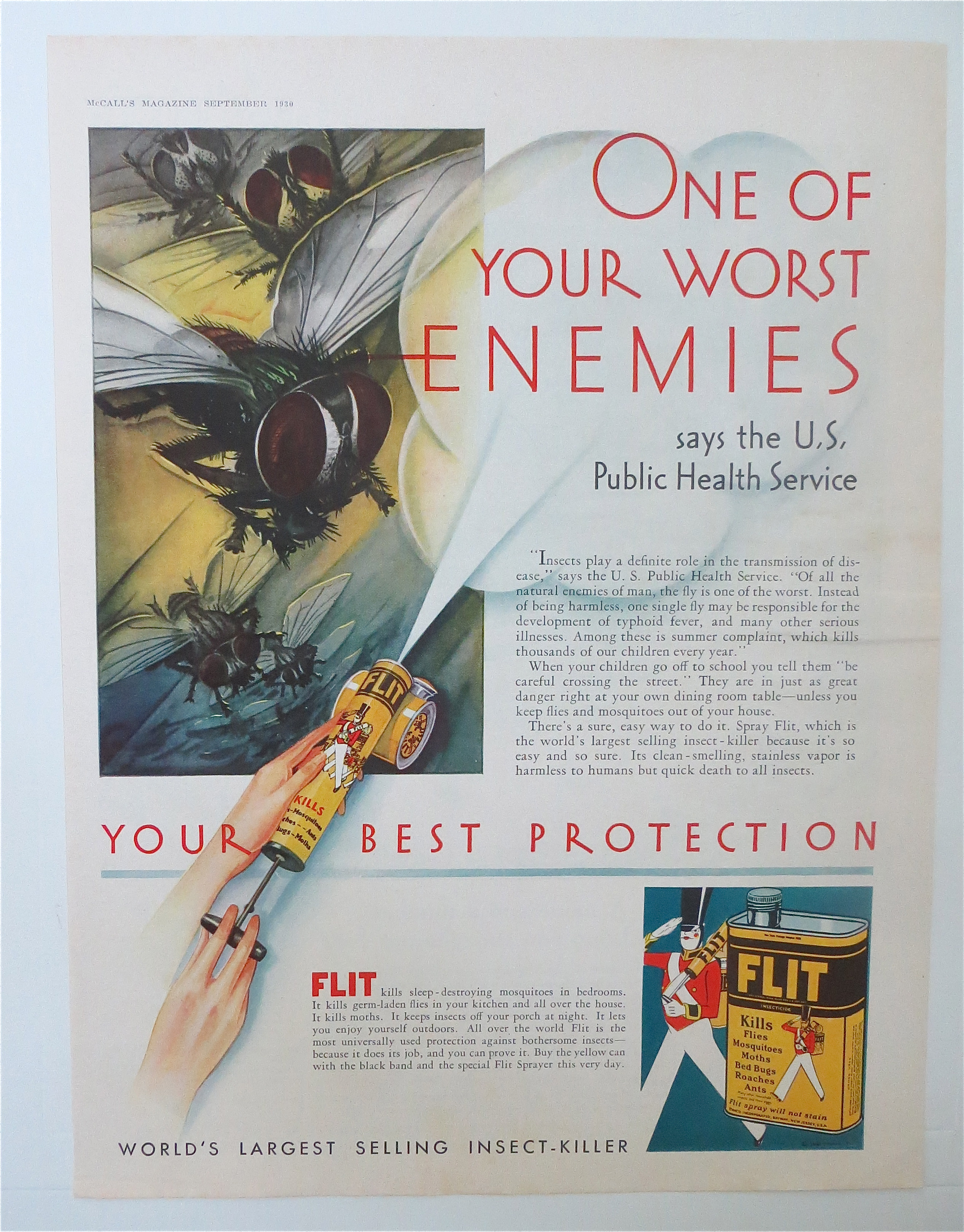 1930 Flit Insect Killer with Sprayer Spraying Bugs