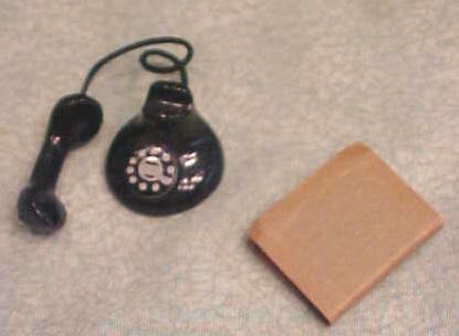 Dollhouse Telephone & Directory 1940-60's Black Dial