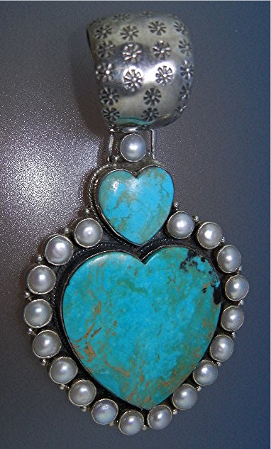 Dan Dodson  Sterling Silver Kingman Turquoise Hearts