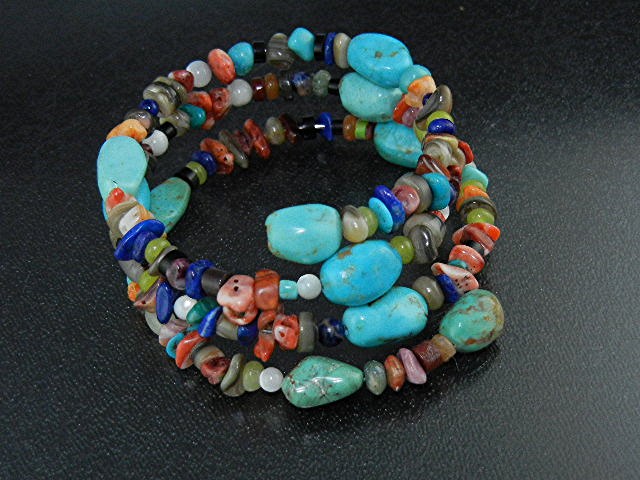 Navajo Turquoise Lapis Gaspeite Spiny Oyster Coil Brace