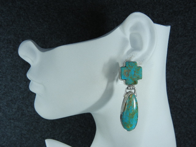 David Troutman Turquoise Sterling Silver Clip Earrings