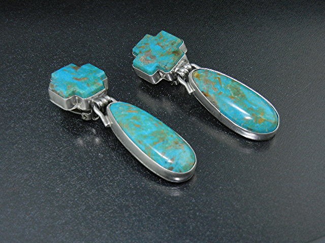 David Troutman Turquoise Sterling Silver Clip Earrings