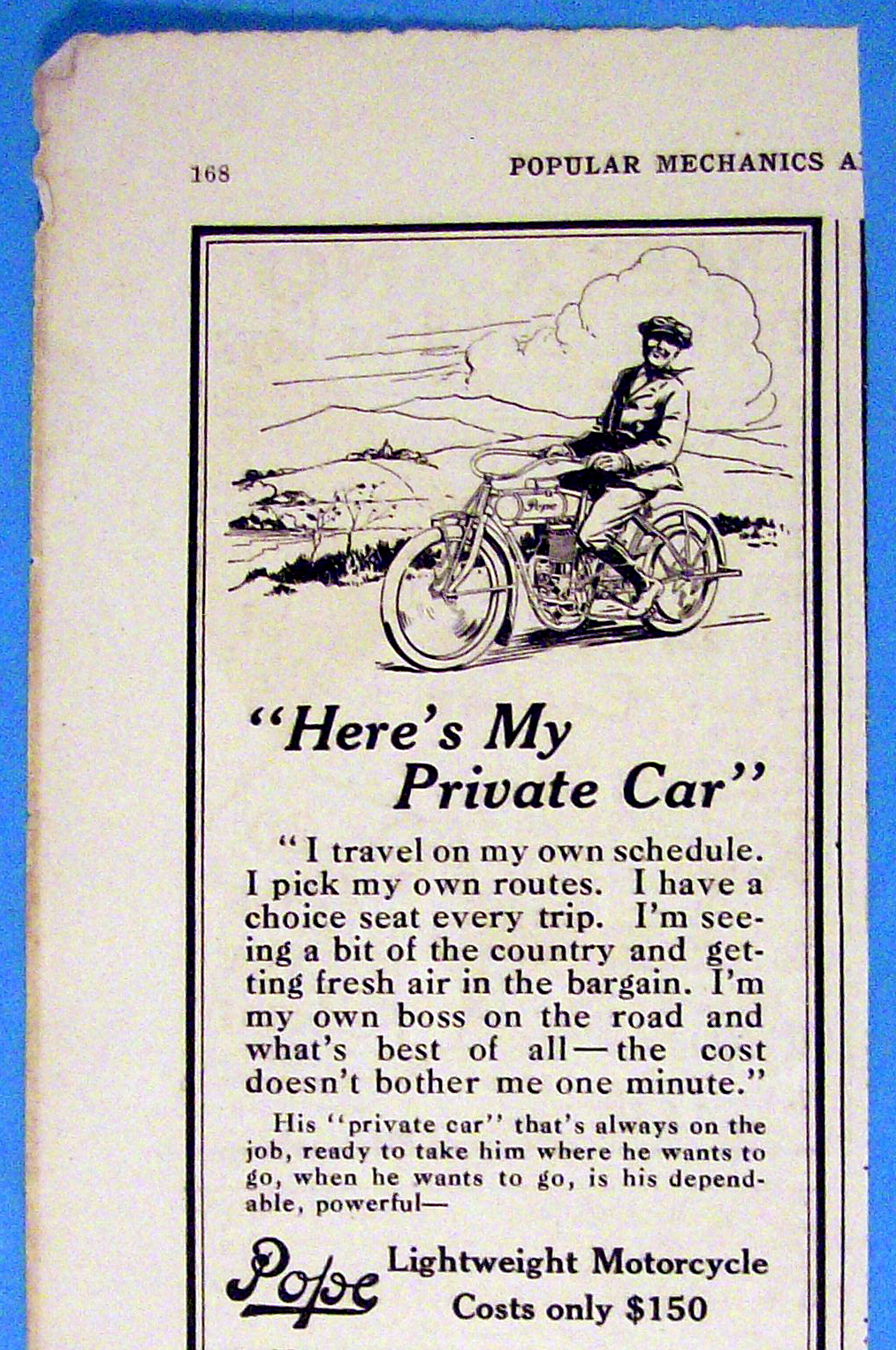 1916 Pope with Lightweight Motorcycle