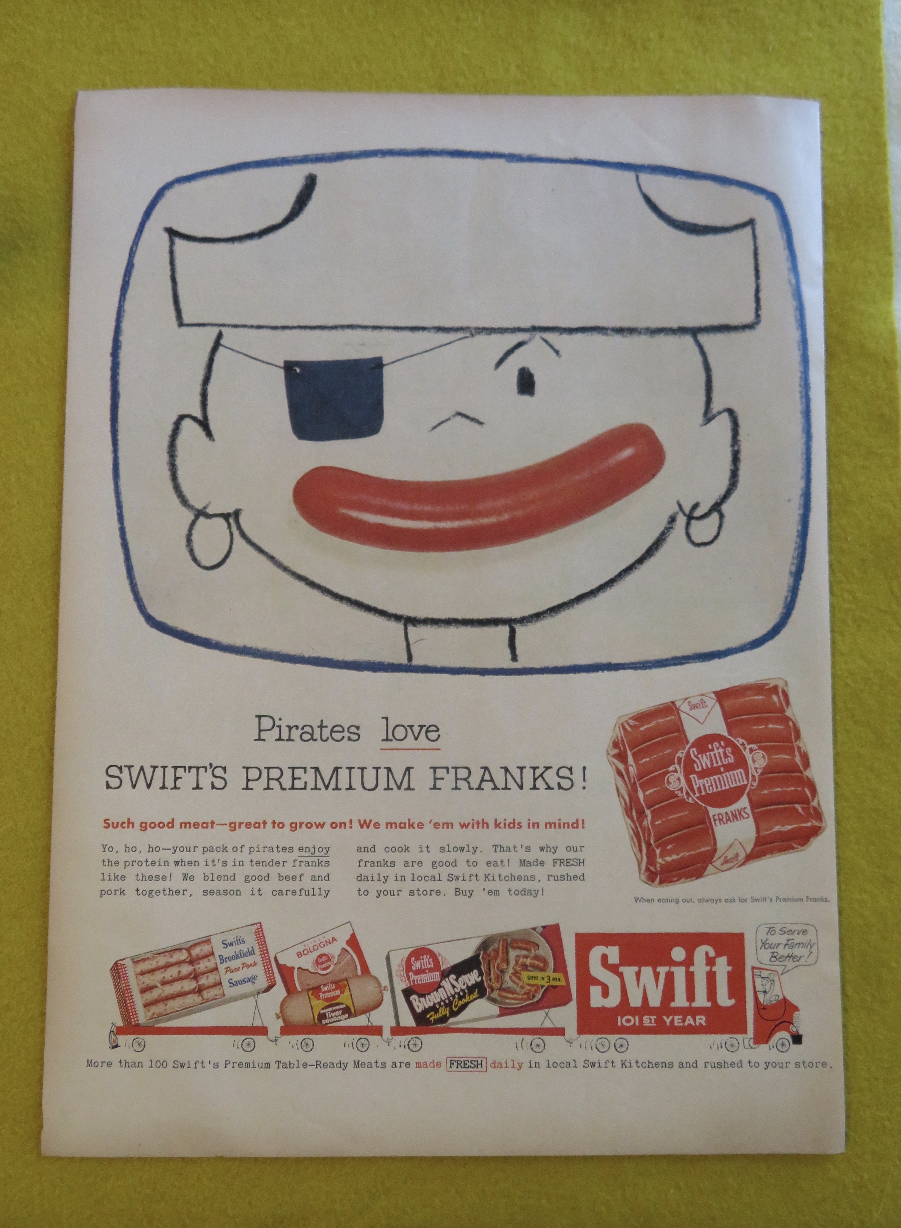 1956 Swift Premium Franks with Boy As A Pirate