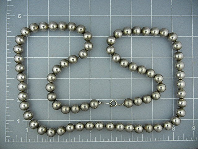 Navajo Pearls Necklace 21 Inches Silver Plate