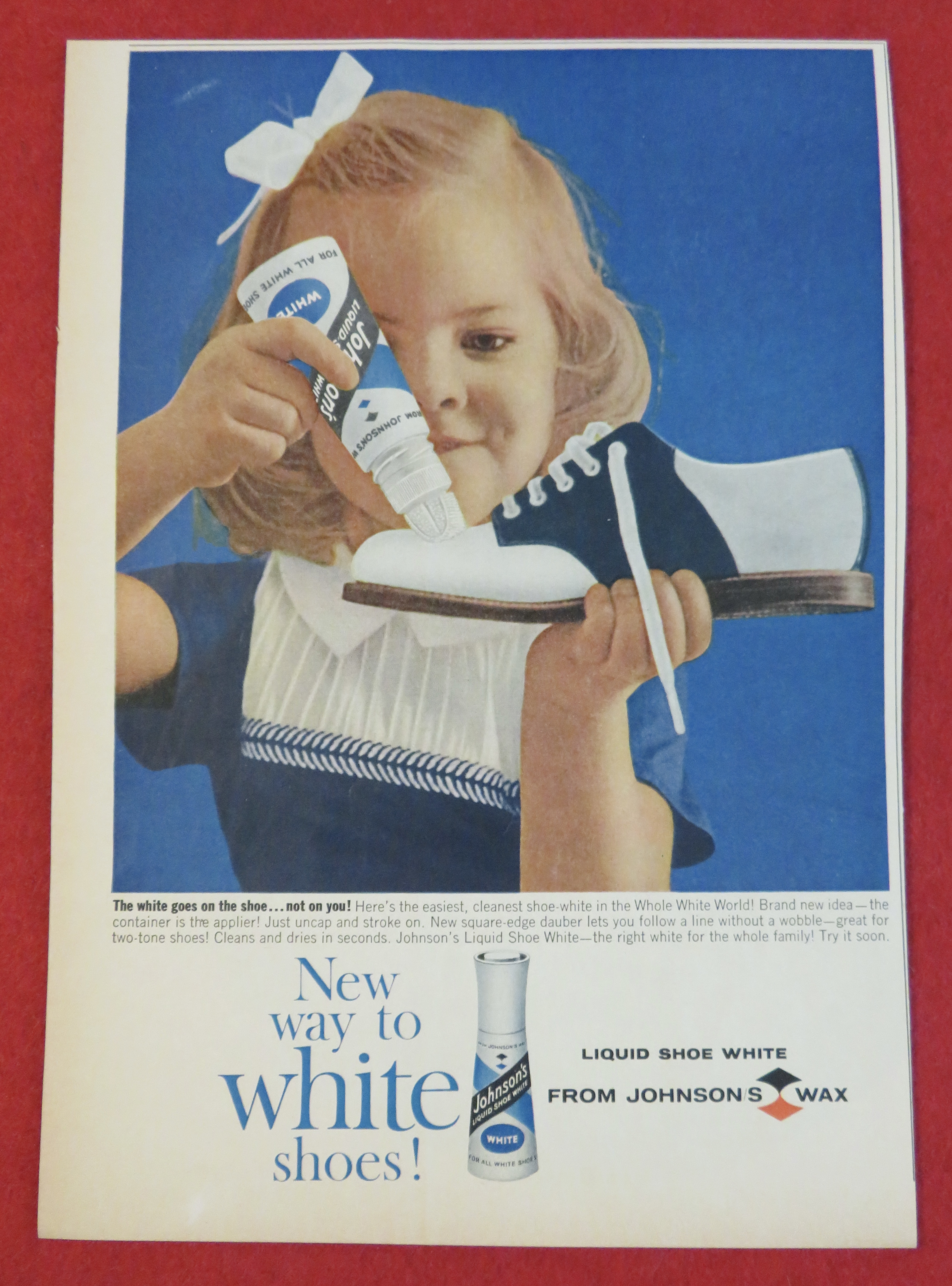 1962 Johnson's White with Little Girl Polishing Shoe
