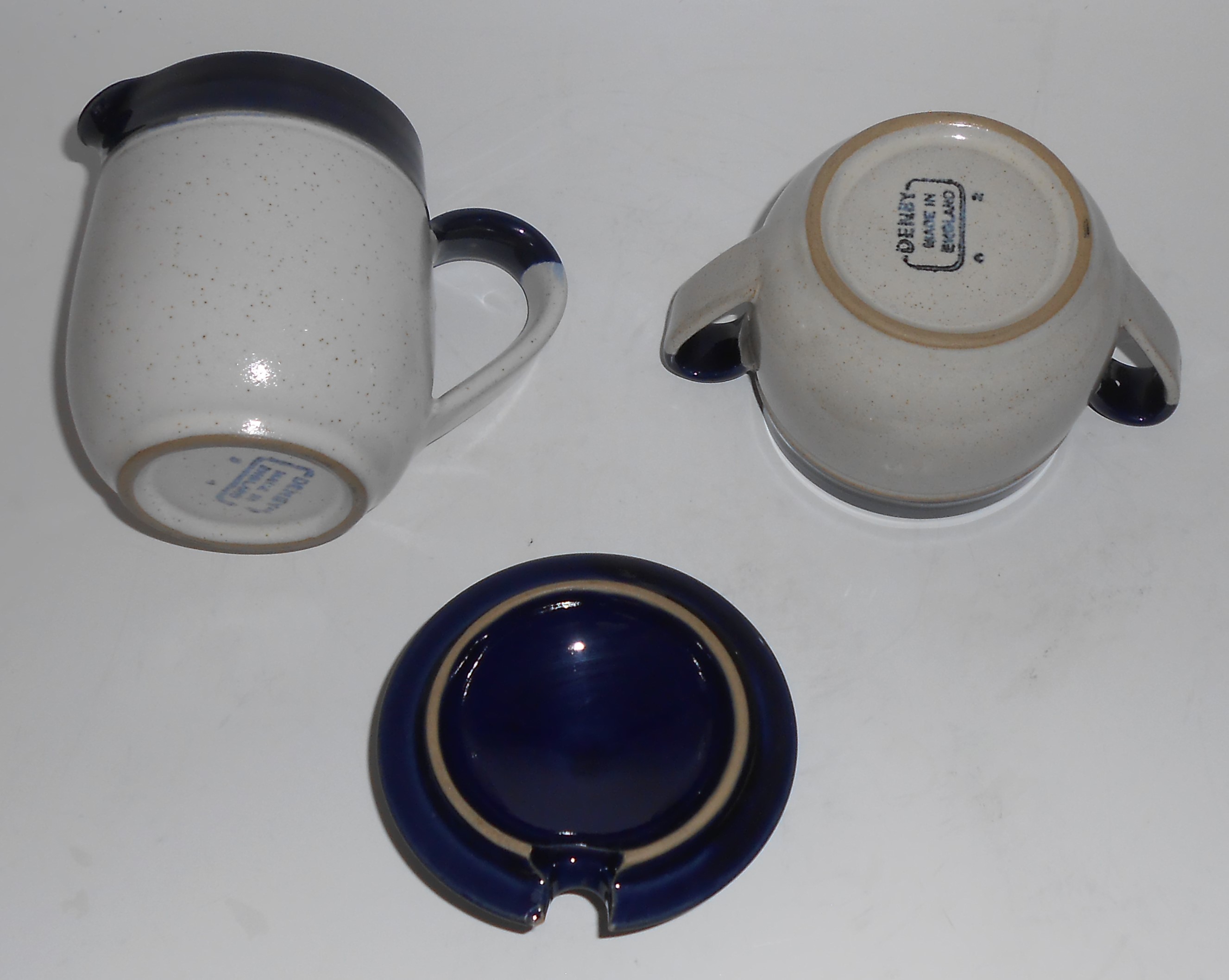 Denby Pottery Stoneware Potpourri Blue Creamer & Sugar