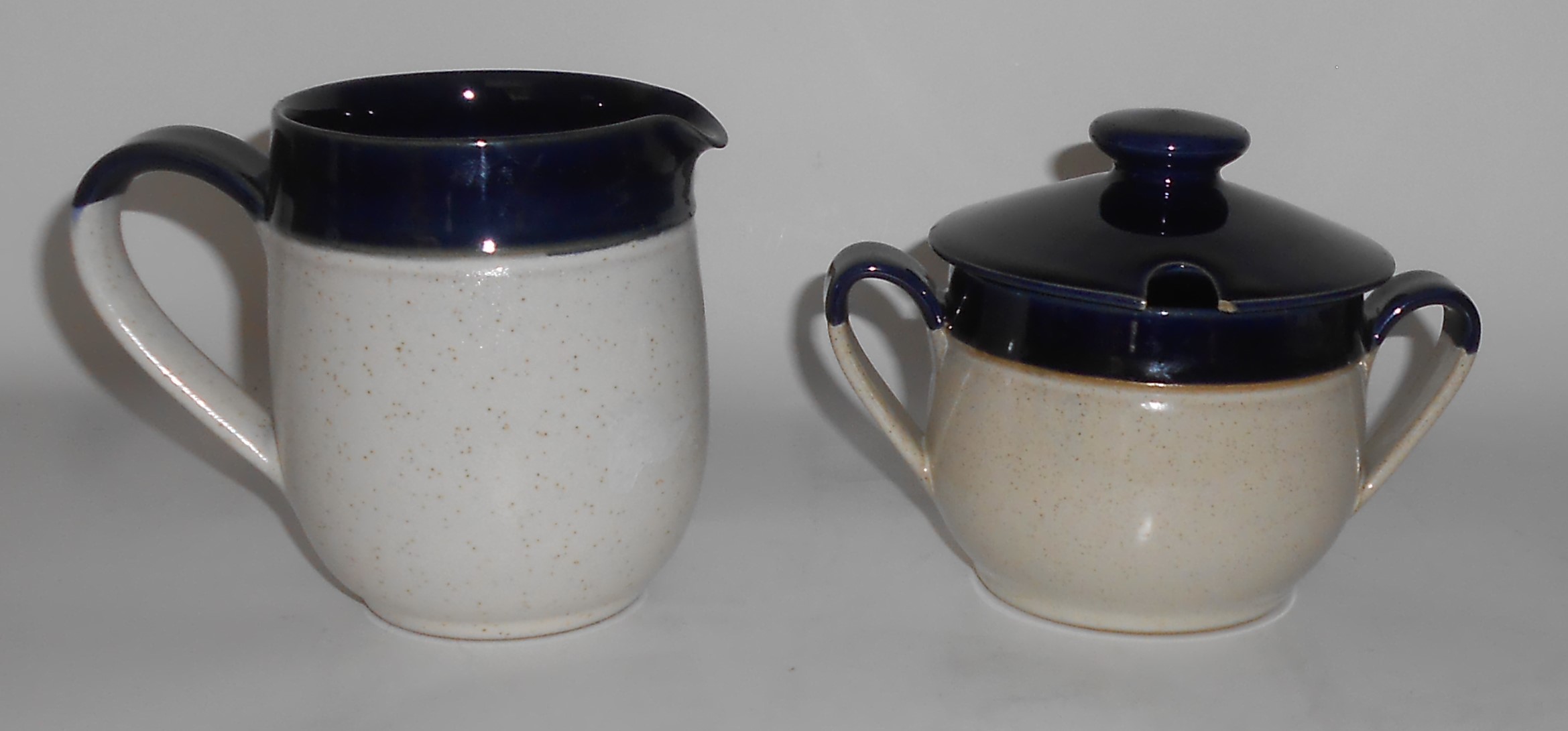 Denby Pottery Stoneware Potpourri Blue Creamer & Sugar