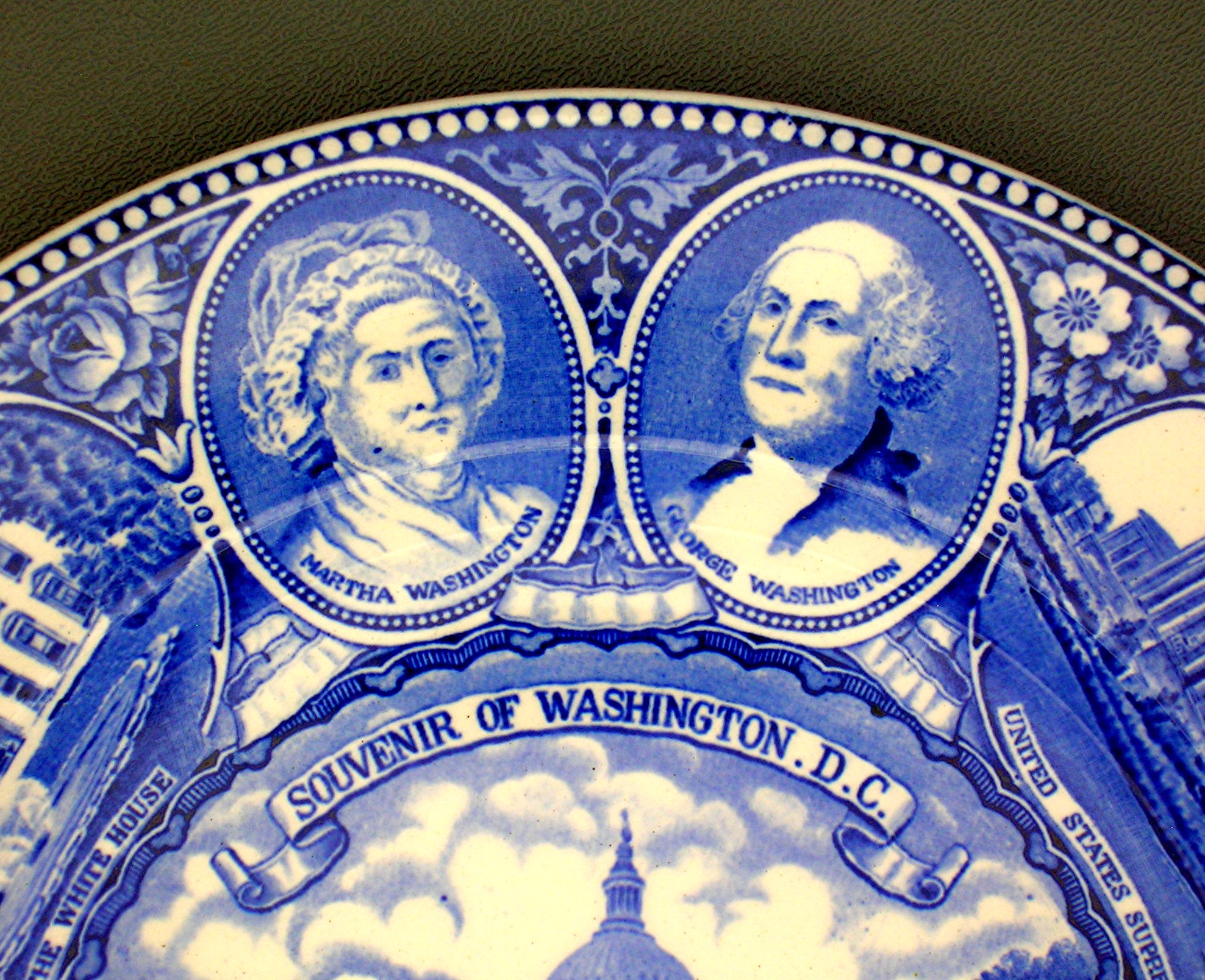 Flow Blue Staffordshire Souvenir Plate Washington, DC