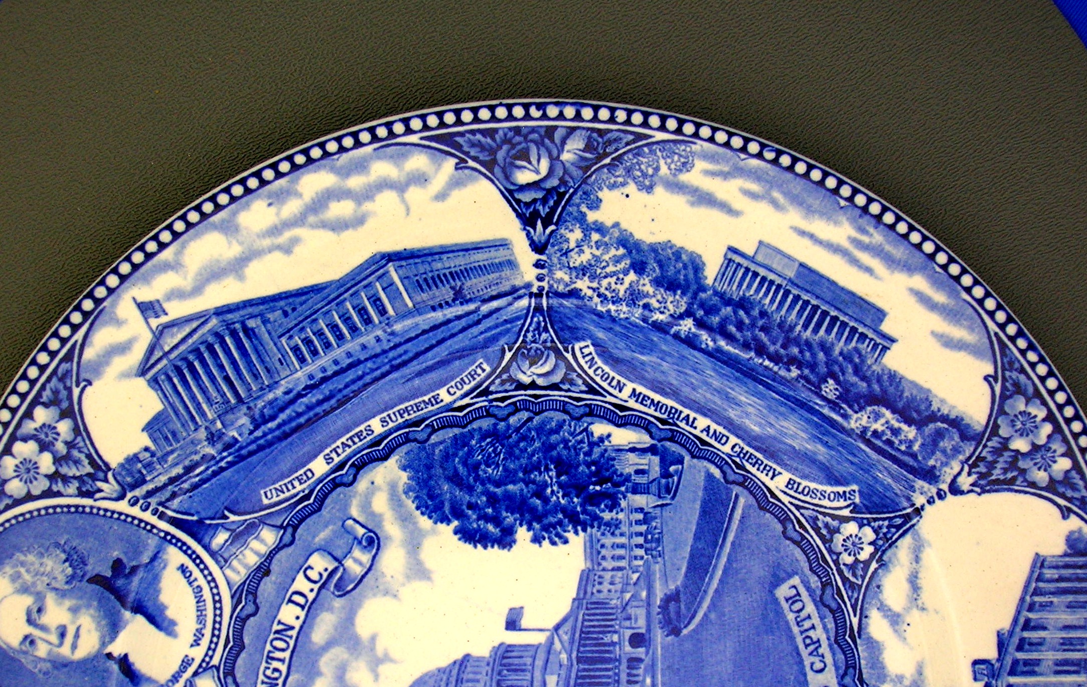 Flow Blue Staffordshire Souvenir Plate Washington, DC