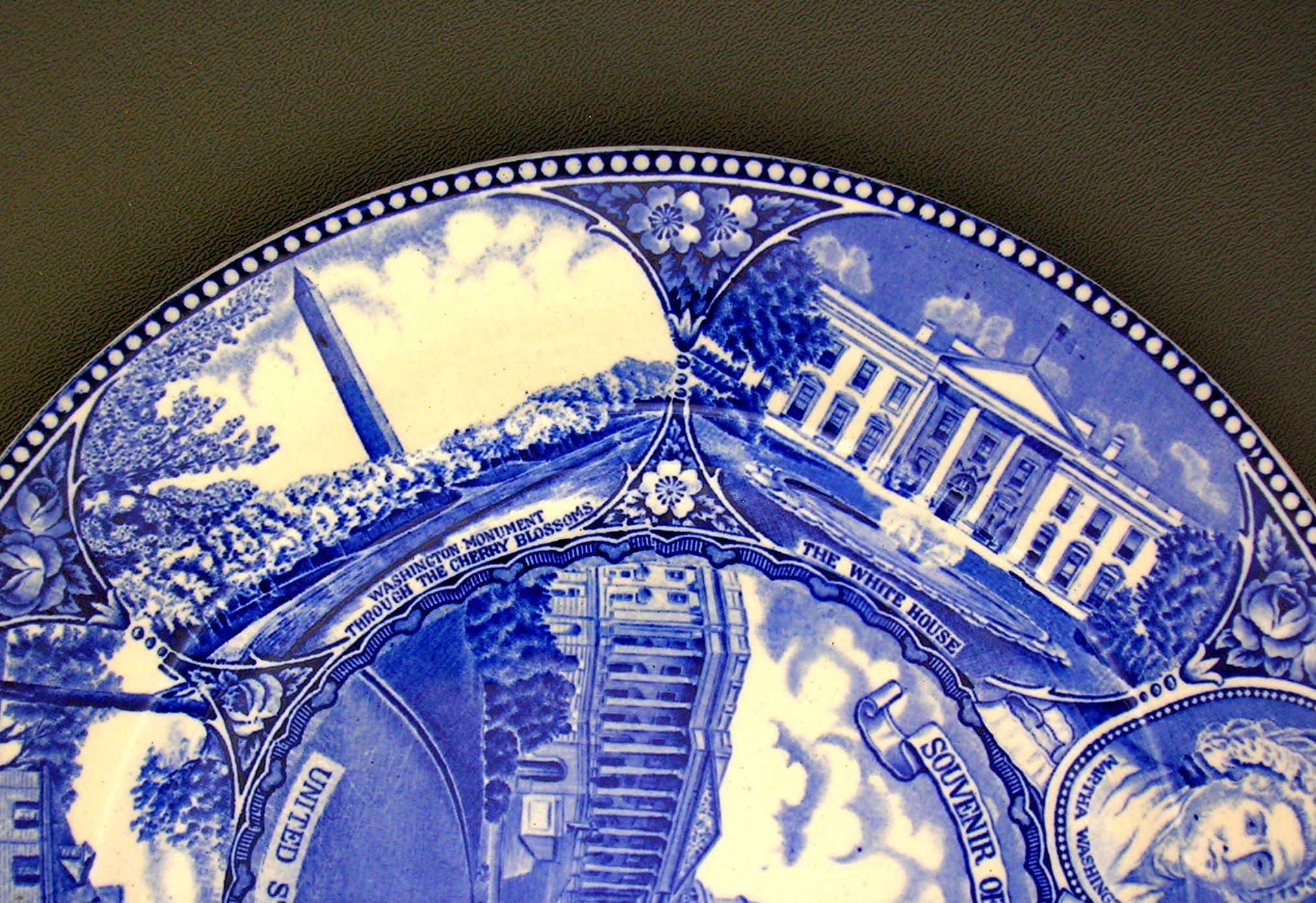 Flow Blue Staffordshire Souvenir Plate Washington, DC
