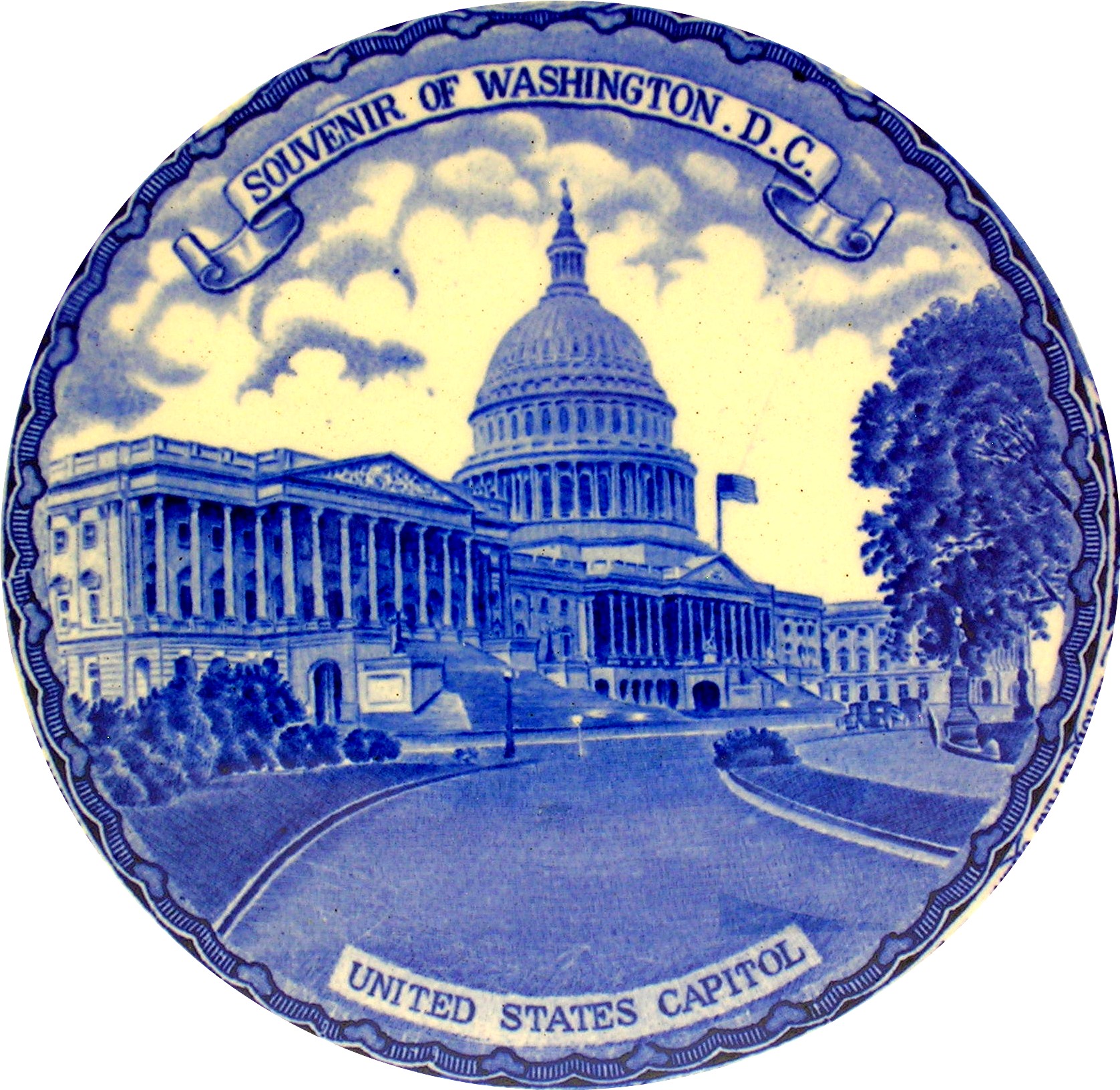 Flow Blue Staffordshire Souvenir Plate Washington, DC