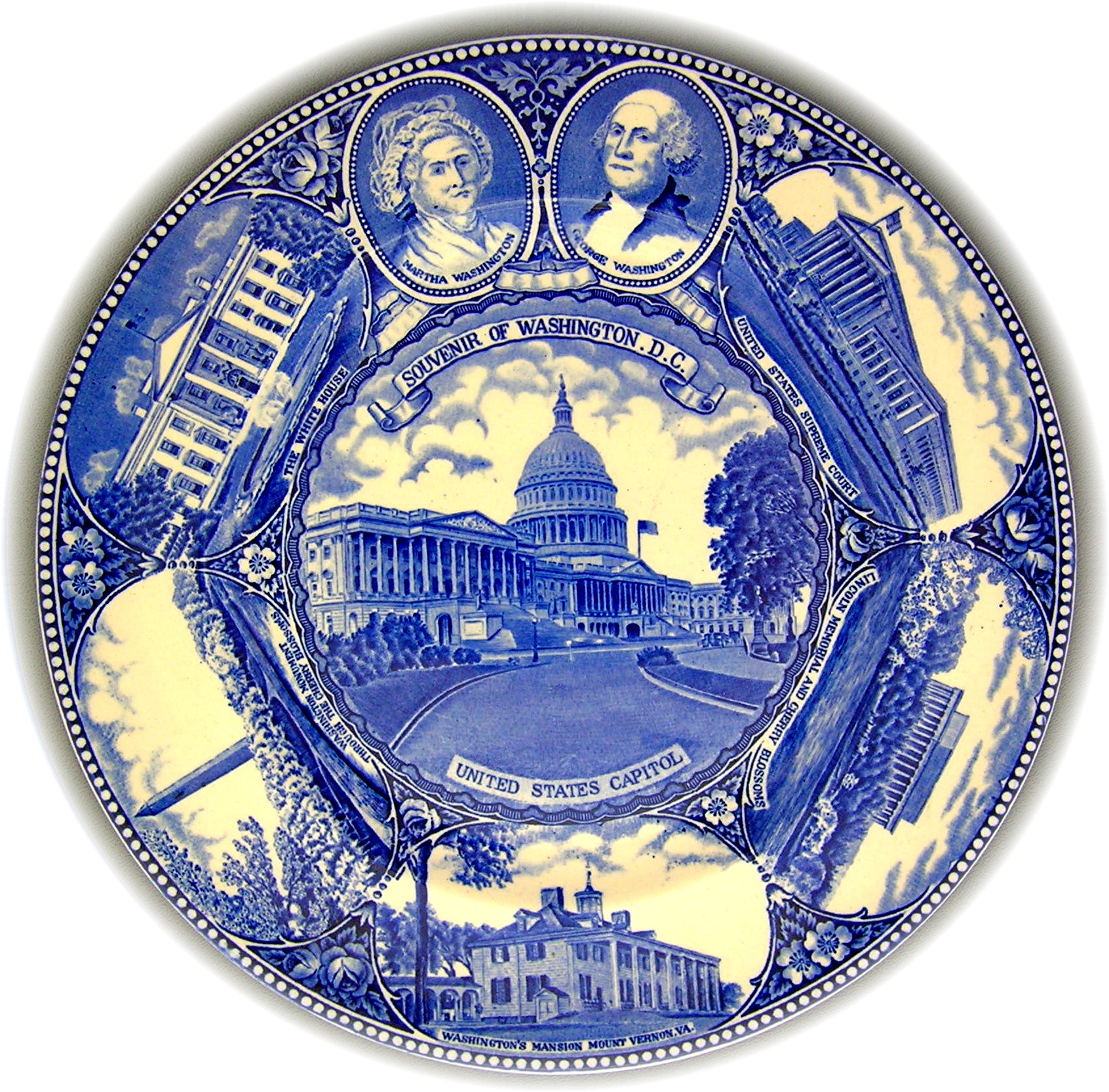 Flow Blue Staffordshire Souvenir Plate Washington, DC