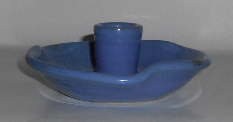 VINTAGE Shearwater Pottery Blue Candlestick Holder