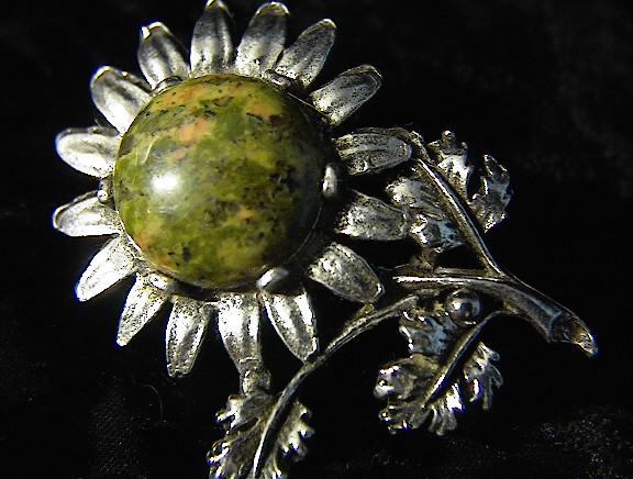 Old Silvertone Flower Pin Brooch