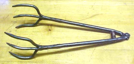 Beef Steak Tongs Hand Forged Iron 1800's