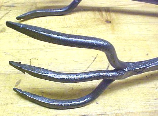 Beef Steak Tongs Hand Forged Iron 1800's