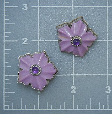 David Troutman Sterling Silver Carved Damsonite Clips