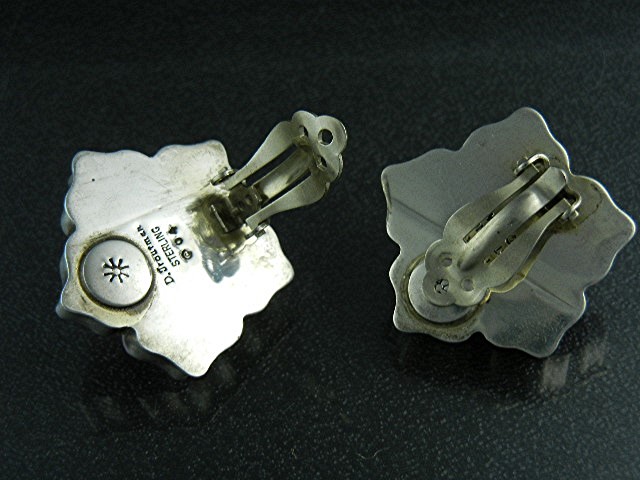 David Troutman Sterling Silver Carved Damsonite Clips