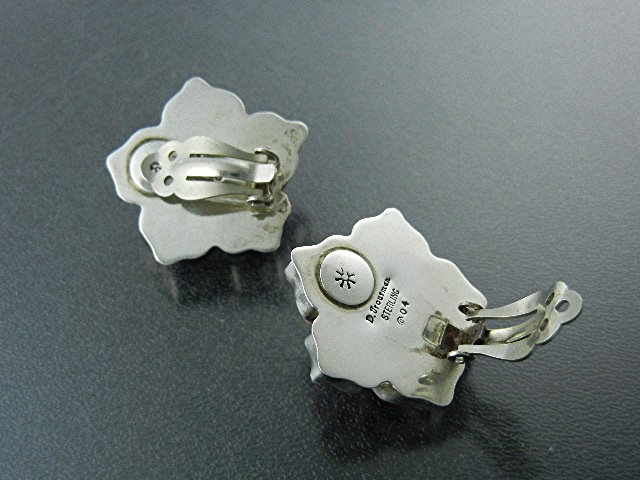 David Troutman Sterling Silver Carved Damsonite Clips