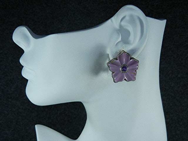 David Troutman Sterling Silver Carved Damsonite Clips