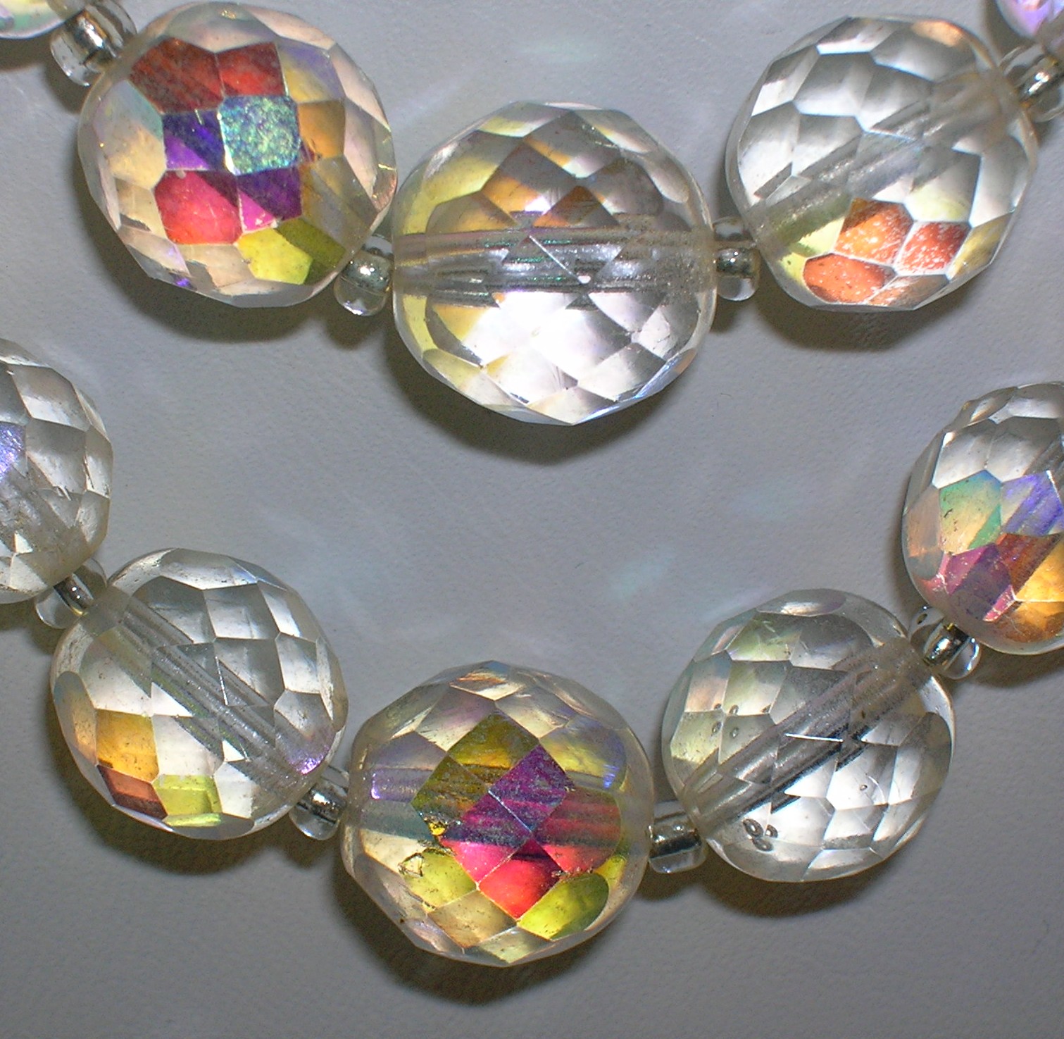 Bead Necklace, Crystal faceted 2 strand graduated,