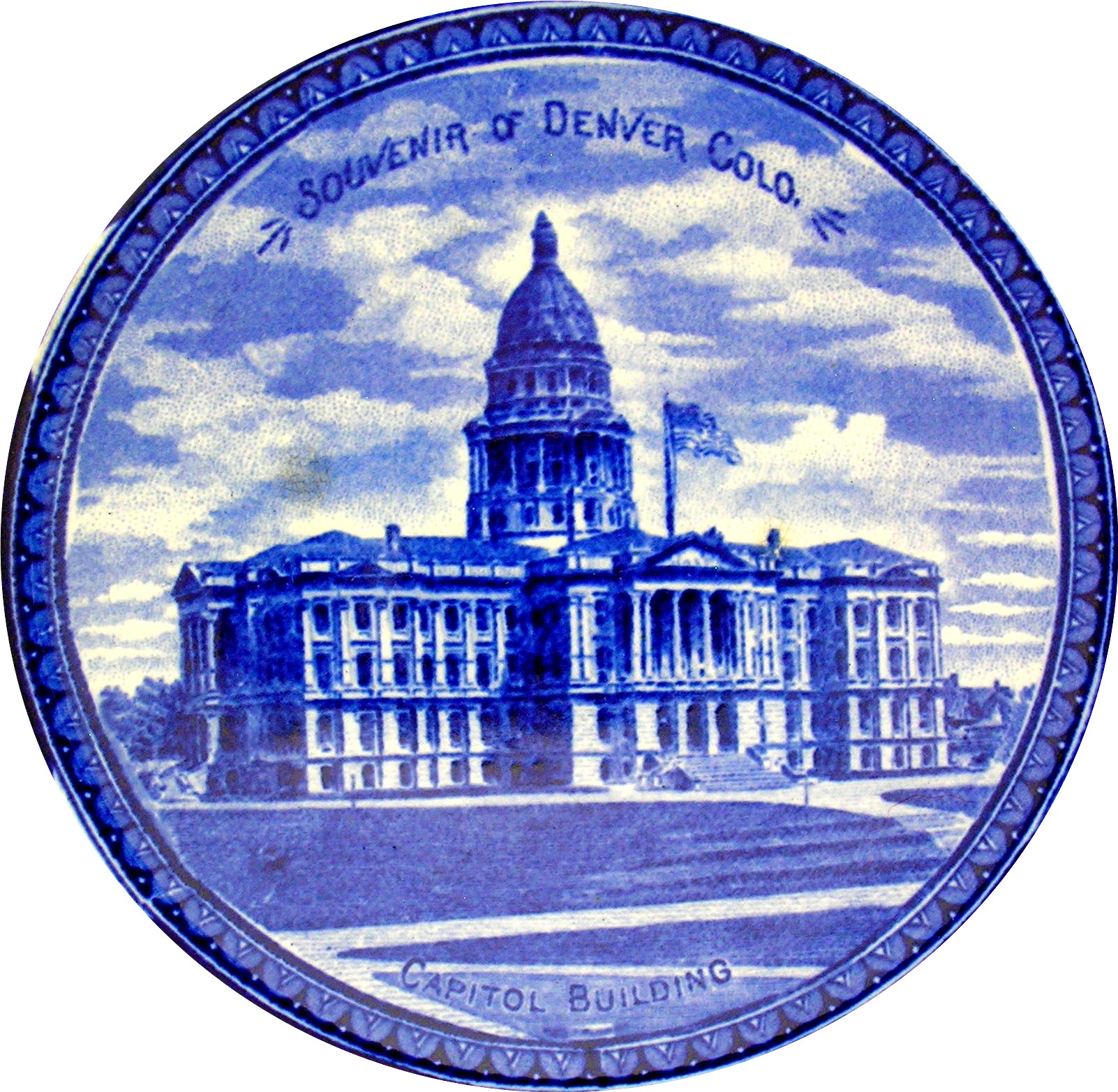 Flow Blue Staffordshire Souvenir Plate Denver, CO......