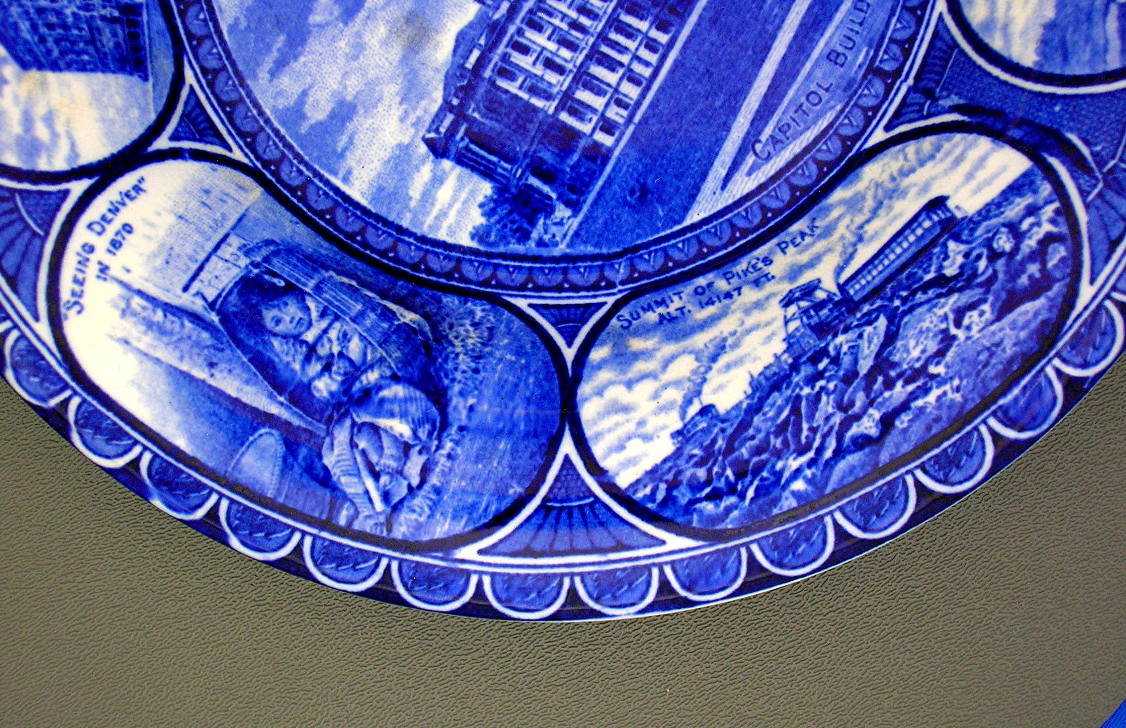 Flow Blue Staffordshire Souvenir Plate Denver, CO......