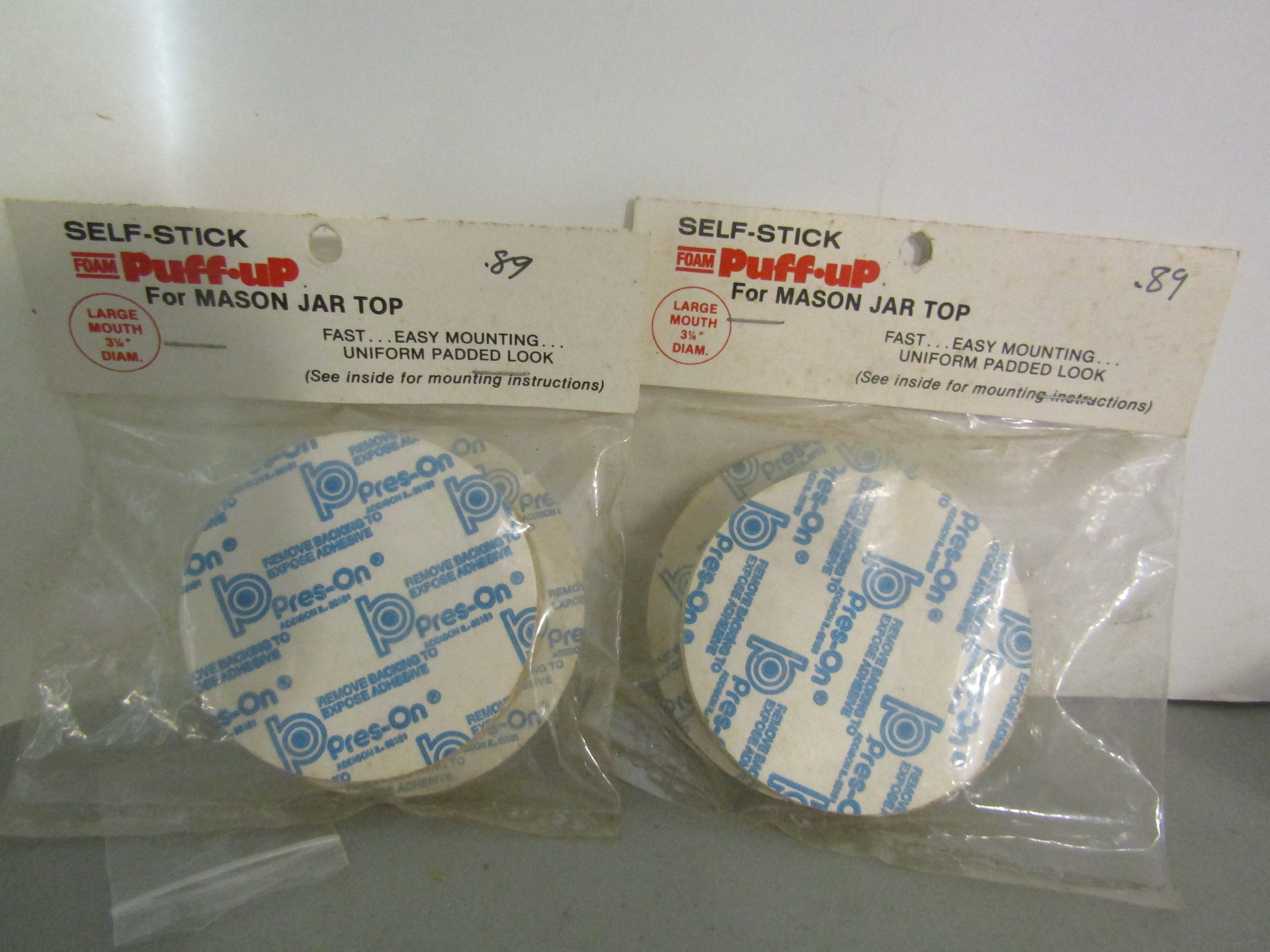 Vintage Self-Stick Foam Puff-Up Backing Large Mouth Lid