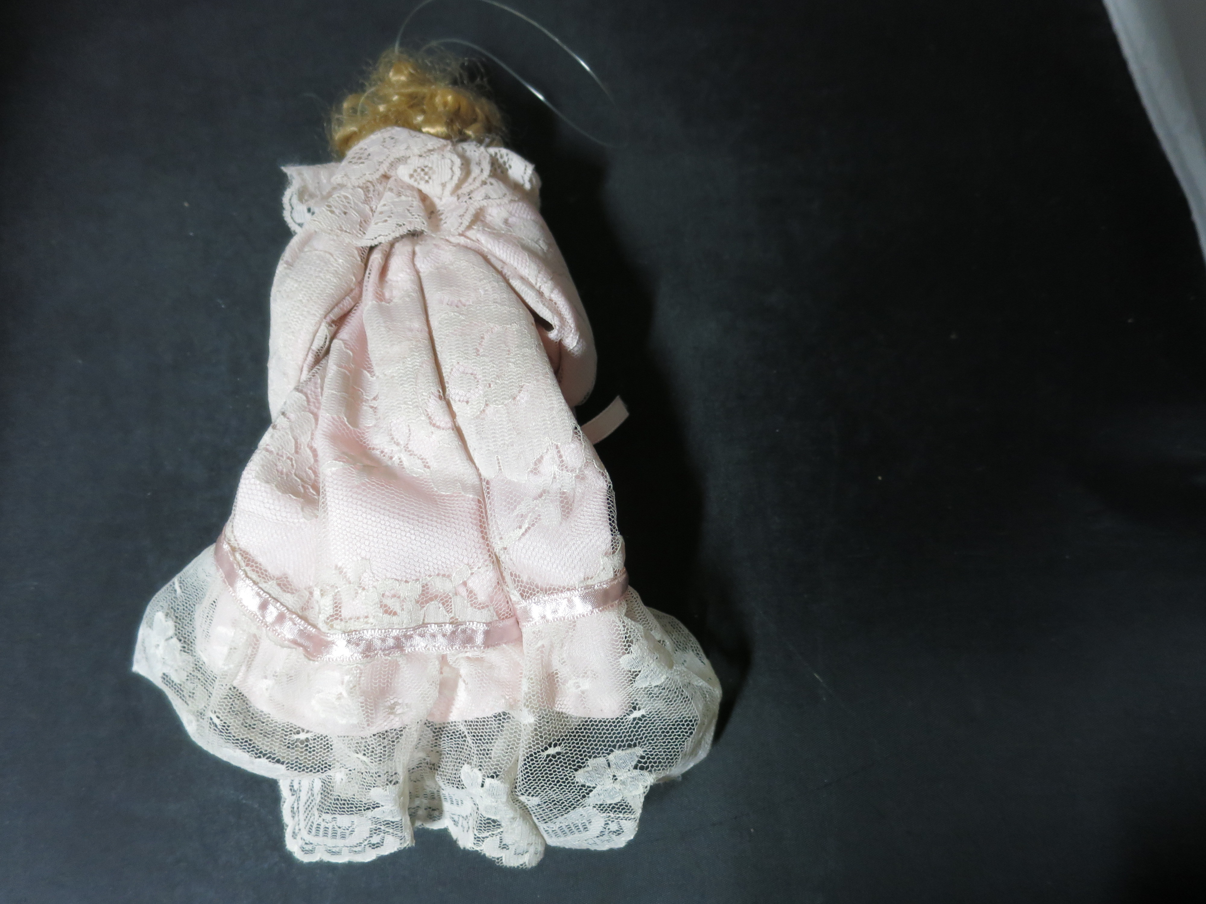 Vintage Porcelain Doll Christmas Tree Ornament half doll