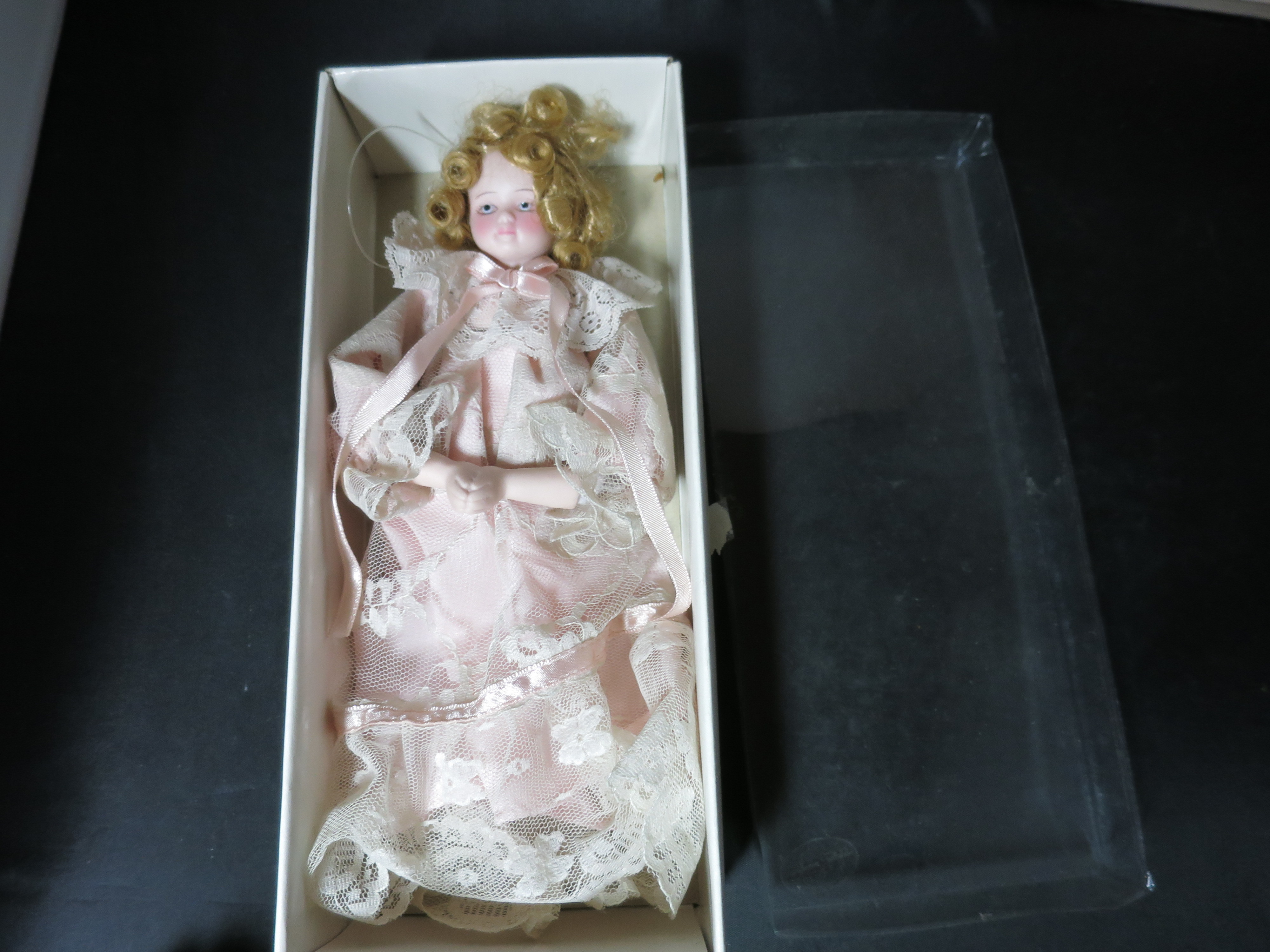 Vintage Porcelain Doll Christmas Tree Ornament half doll