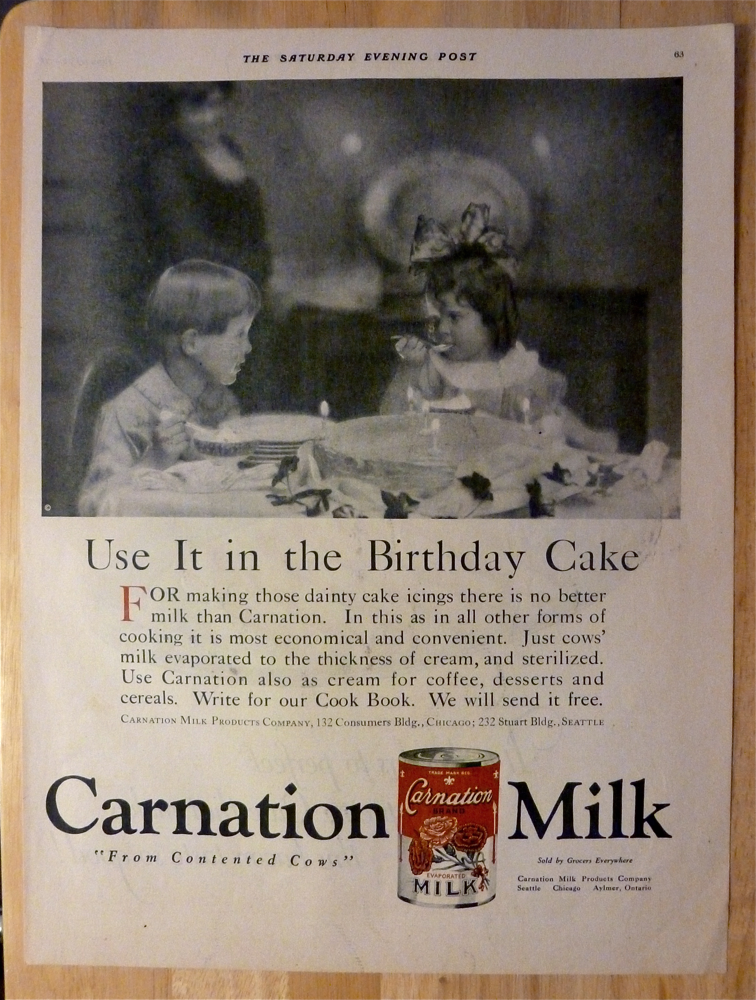 1921 Carnation Milk with Boy & Girl Sitting at Table