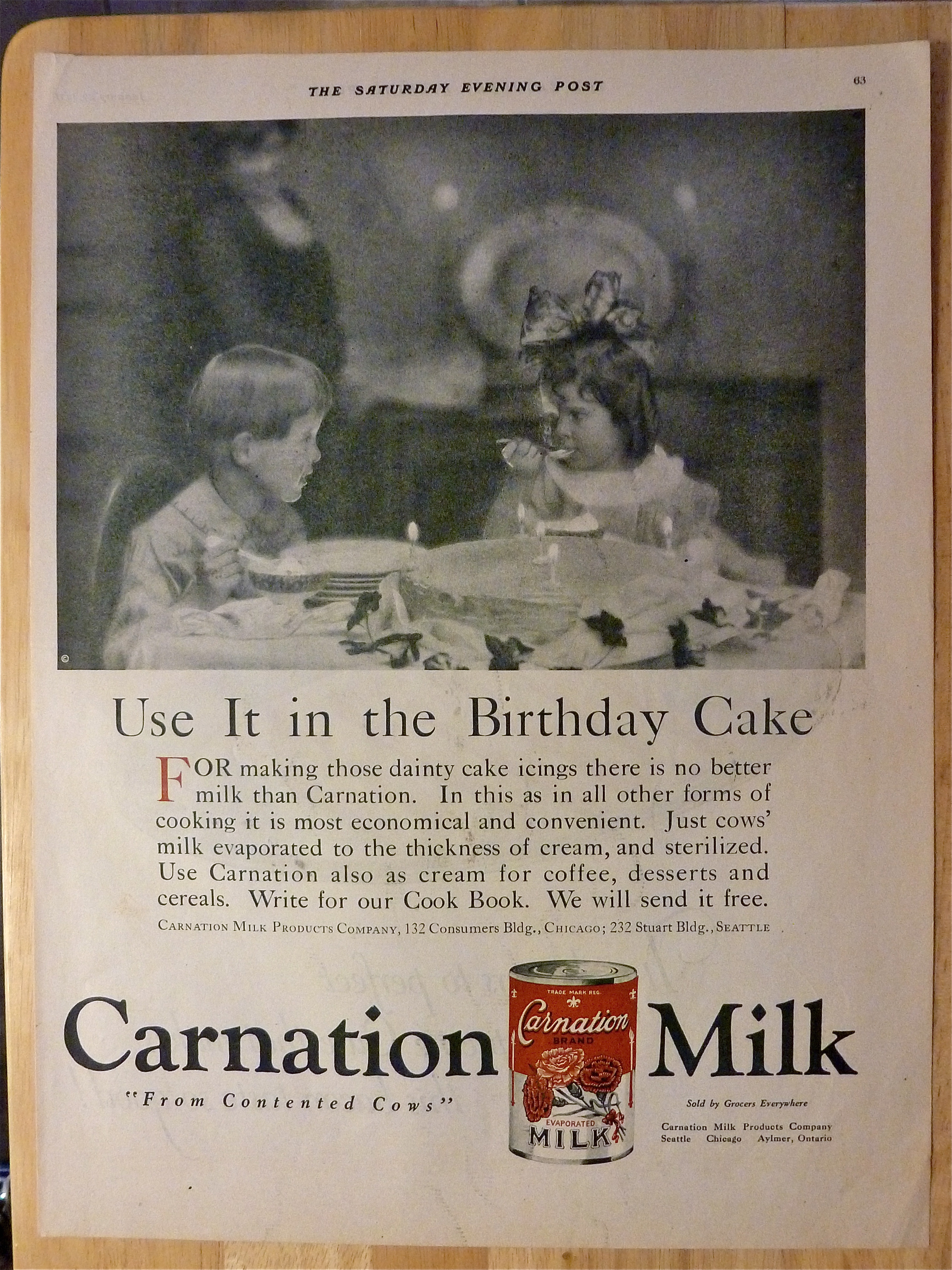 1921 Carnation Milk with Boy & Girl Sitting at Table