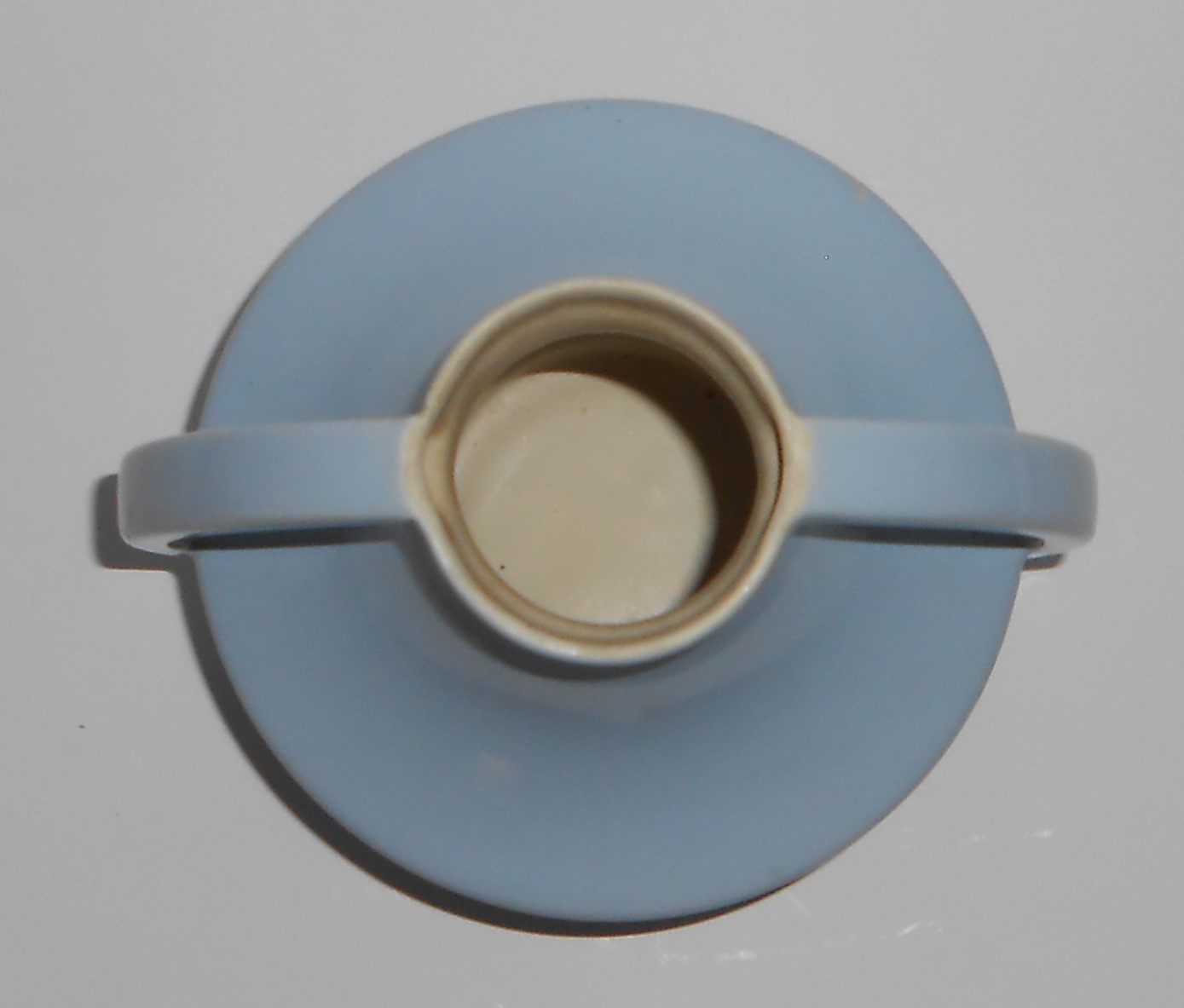 Coors Pottery Small Golden Art Deco Lt Blue / White Vas