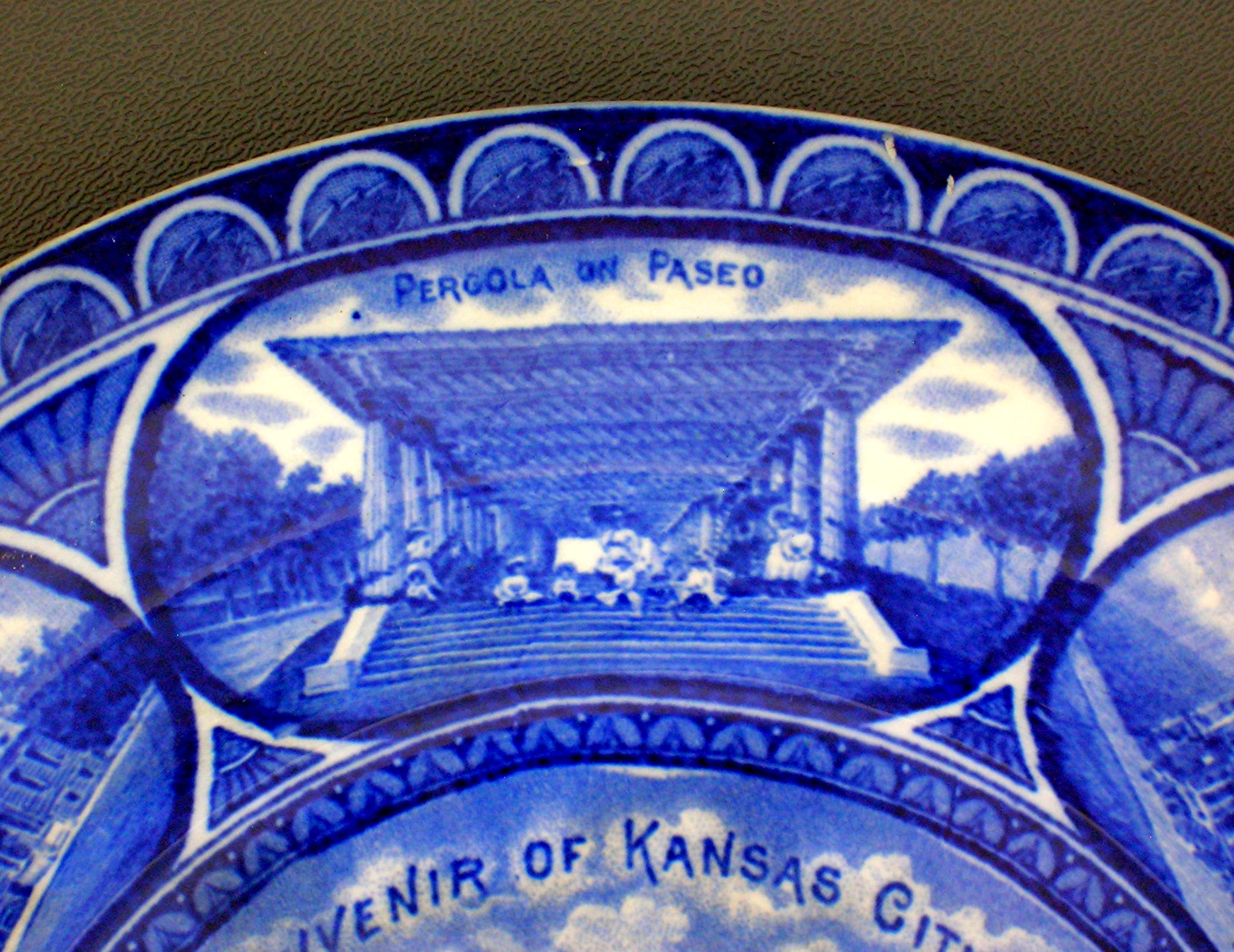 Flow Blue Staffordshire Souvenir Plate Kansas City