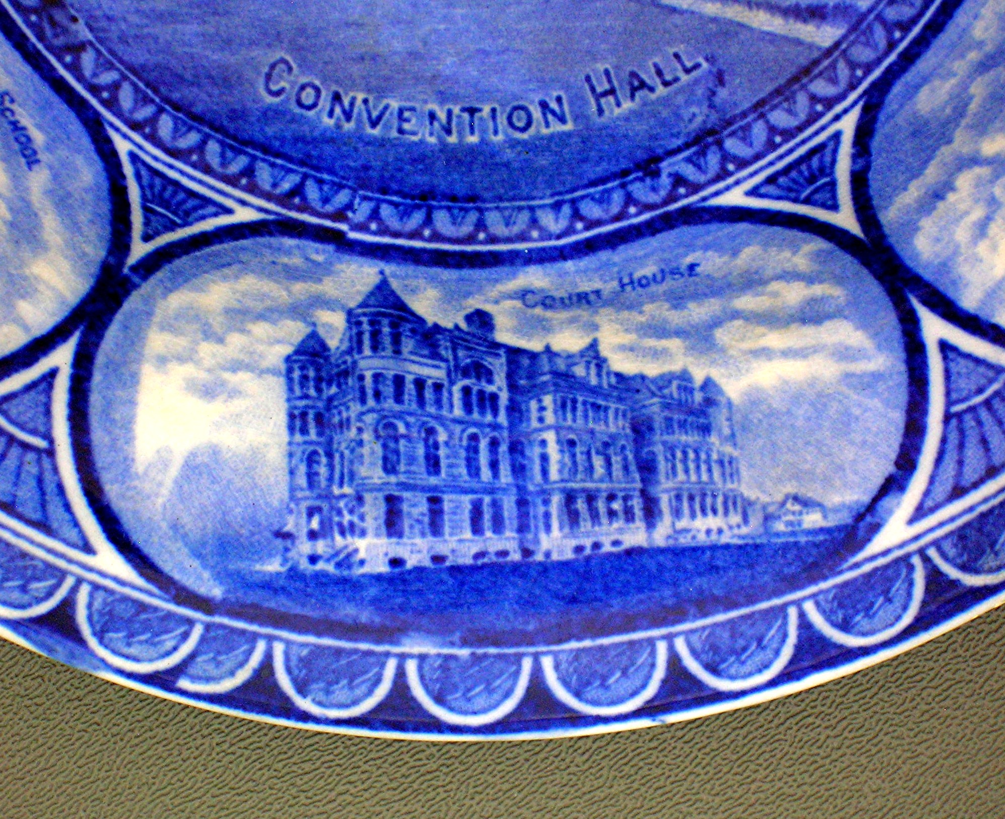 Flow Blue Staffordshire Souvenir Plate Kansas City