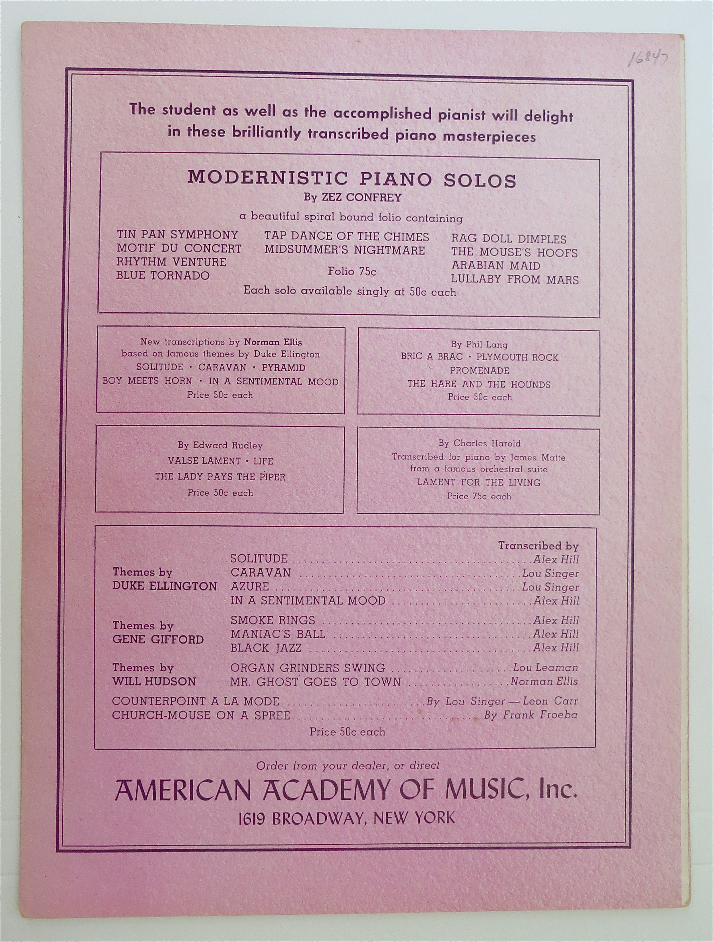 Sheet Music For 1935 In A Sentimental Mood