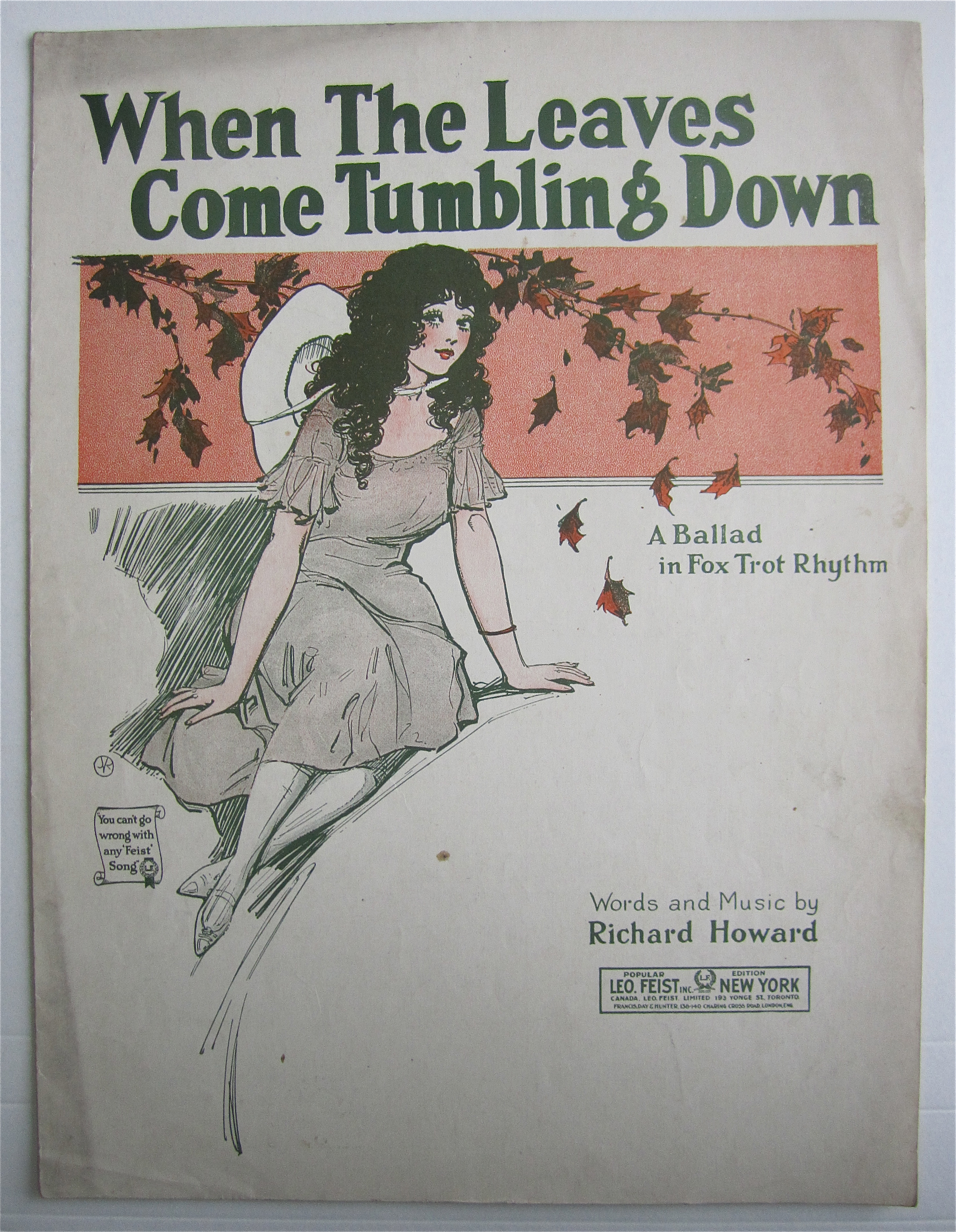 Sheet Music 1922 When The Leaves Come Tumbling Down