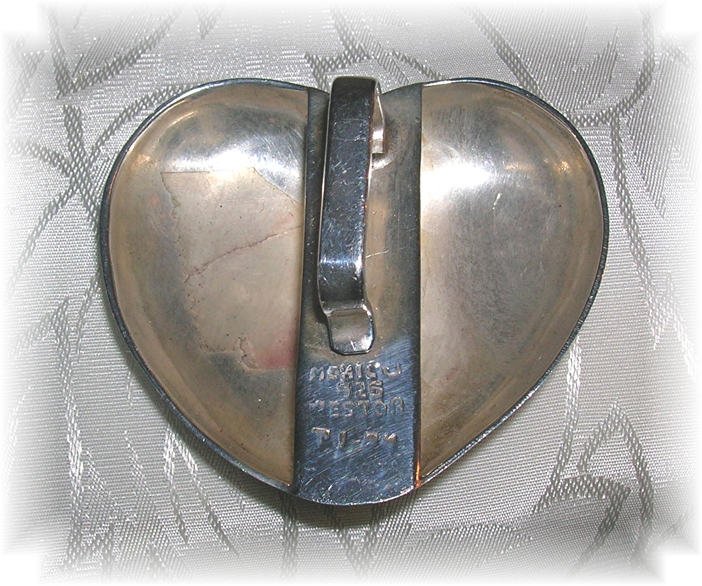 Pendant Sterling Silver Heart Taxco Mexico TJ-24